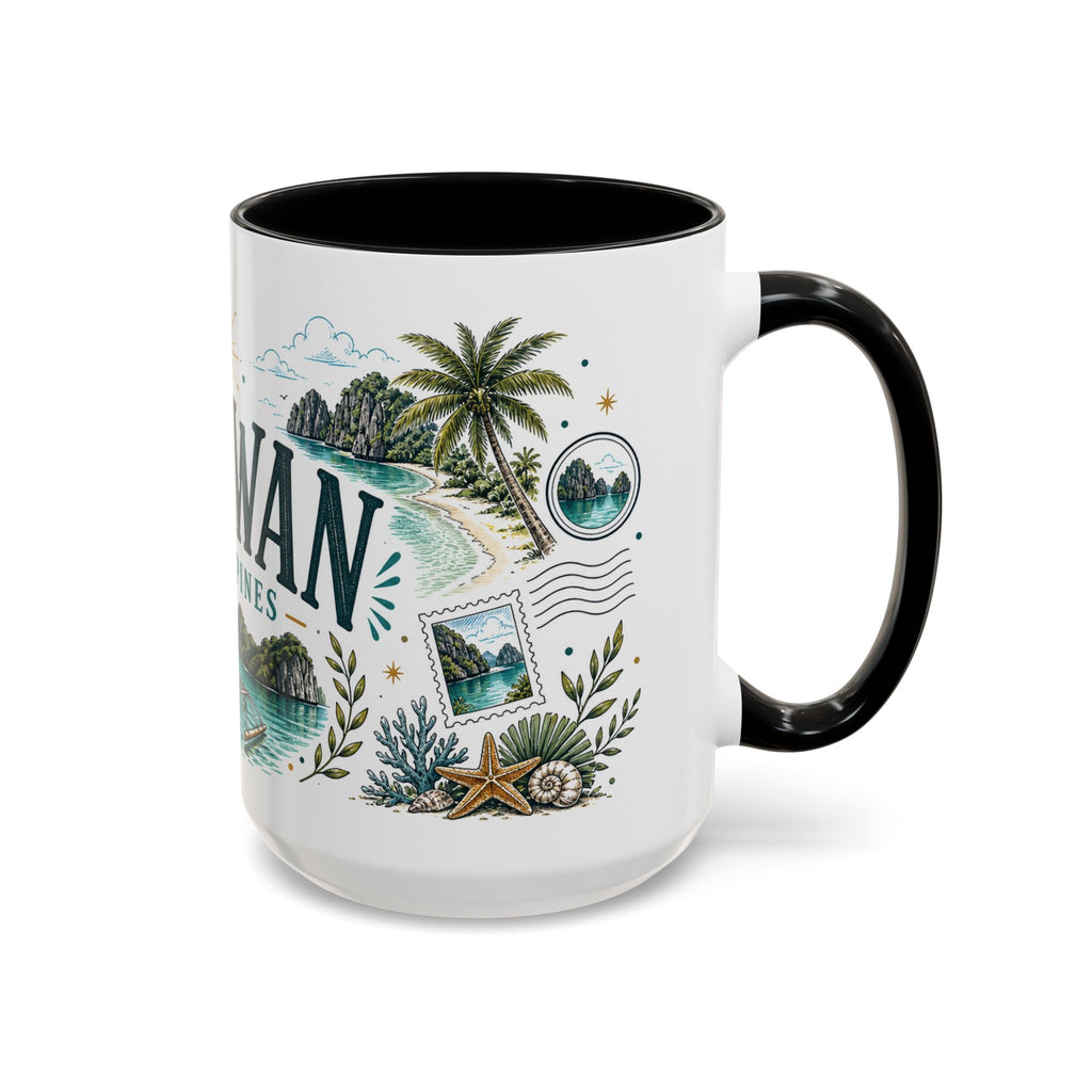 Palawan Coffee Mug | Travel Destination Souvenir Gift | Accent Color Ceramic 11oz 15oz