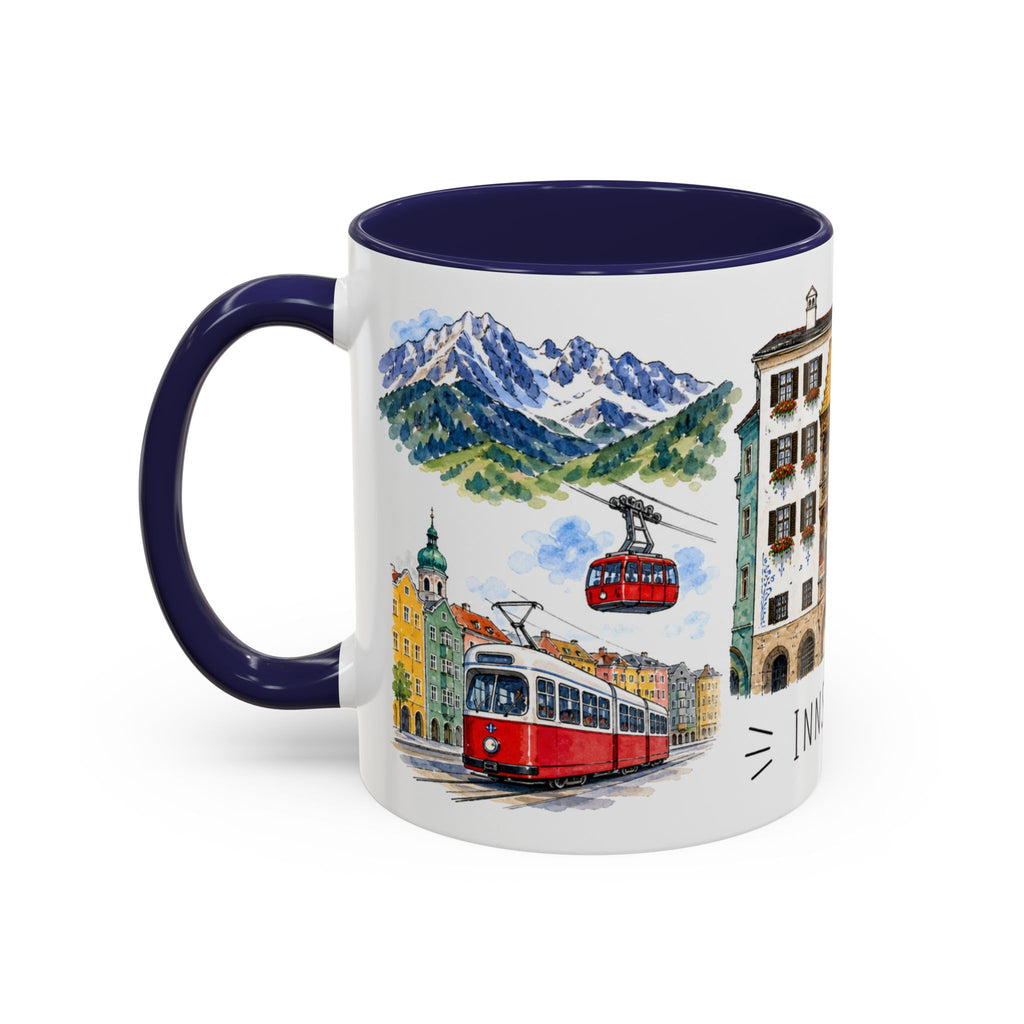 Innsbruck Illustrated Travel Mug | City Souvenir Accent Coffee Mug | 11oz 15oz Ceramic Cup