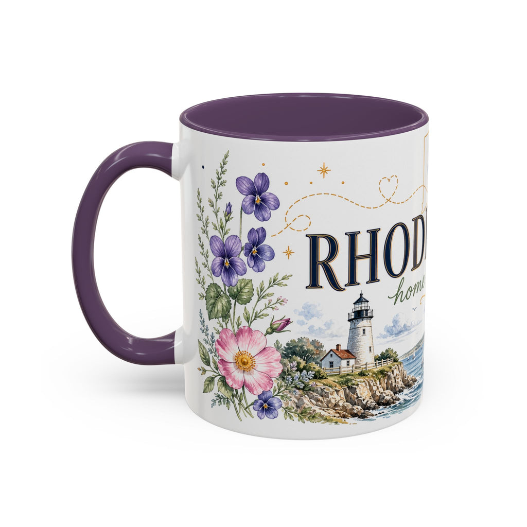 Rhode Island State Map Mug | Botanical Seaside Accent Cup (11oz or 15oz)