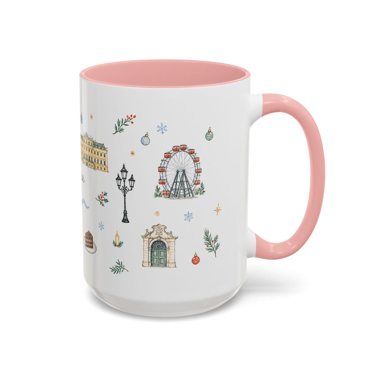 Vienna Christmas Mug | Watercolor Travel Souvenir | Holiday Gift | Accent Ceramic Coffee Cup 11oz 15oz