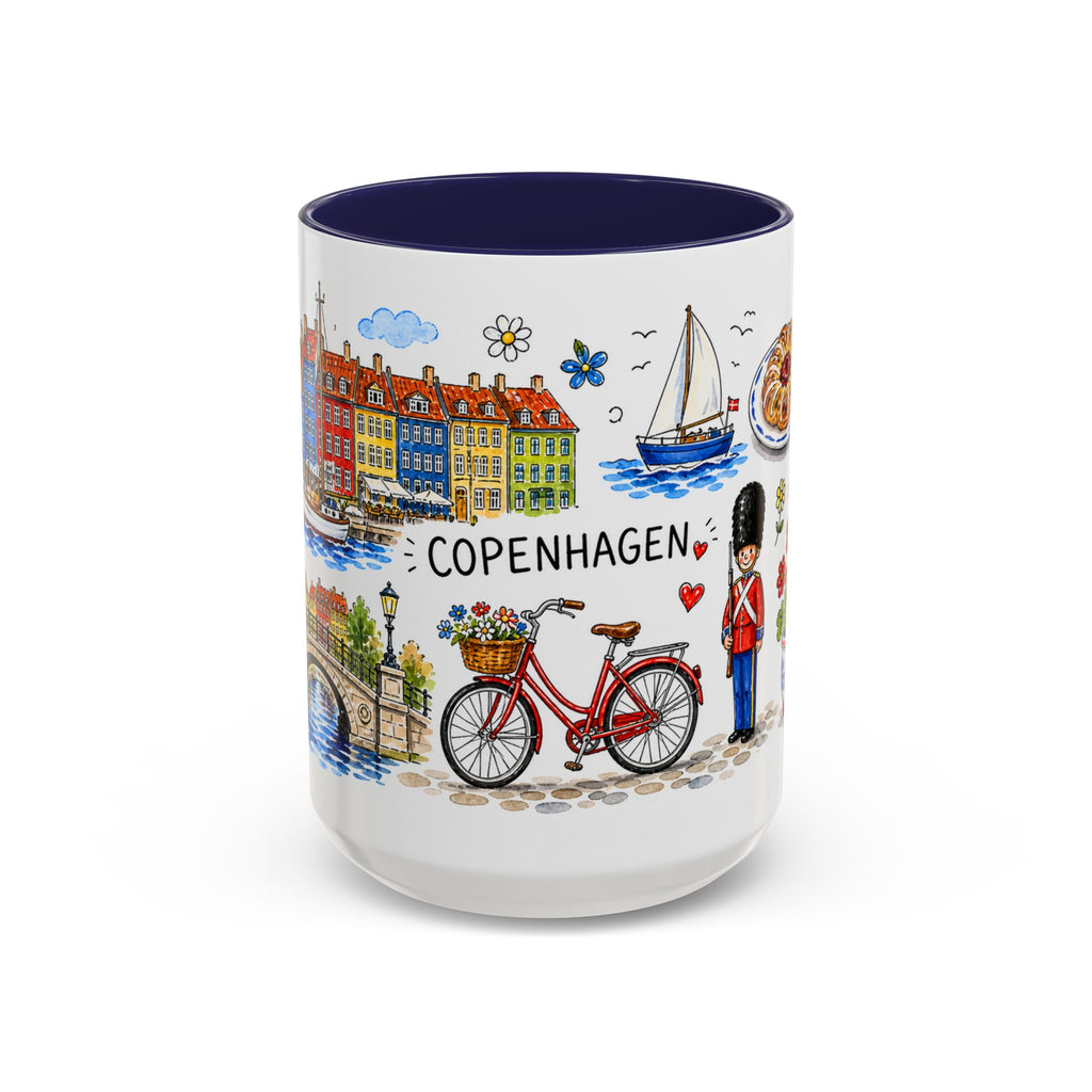 Copenhagen Travel Mug | European City Souvenir Accent Coffee Mug | 11oz 15oz Ceramic Cup