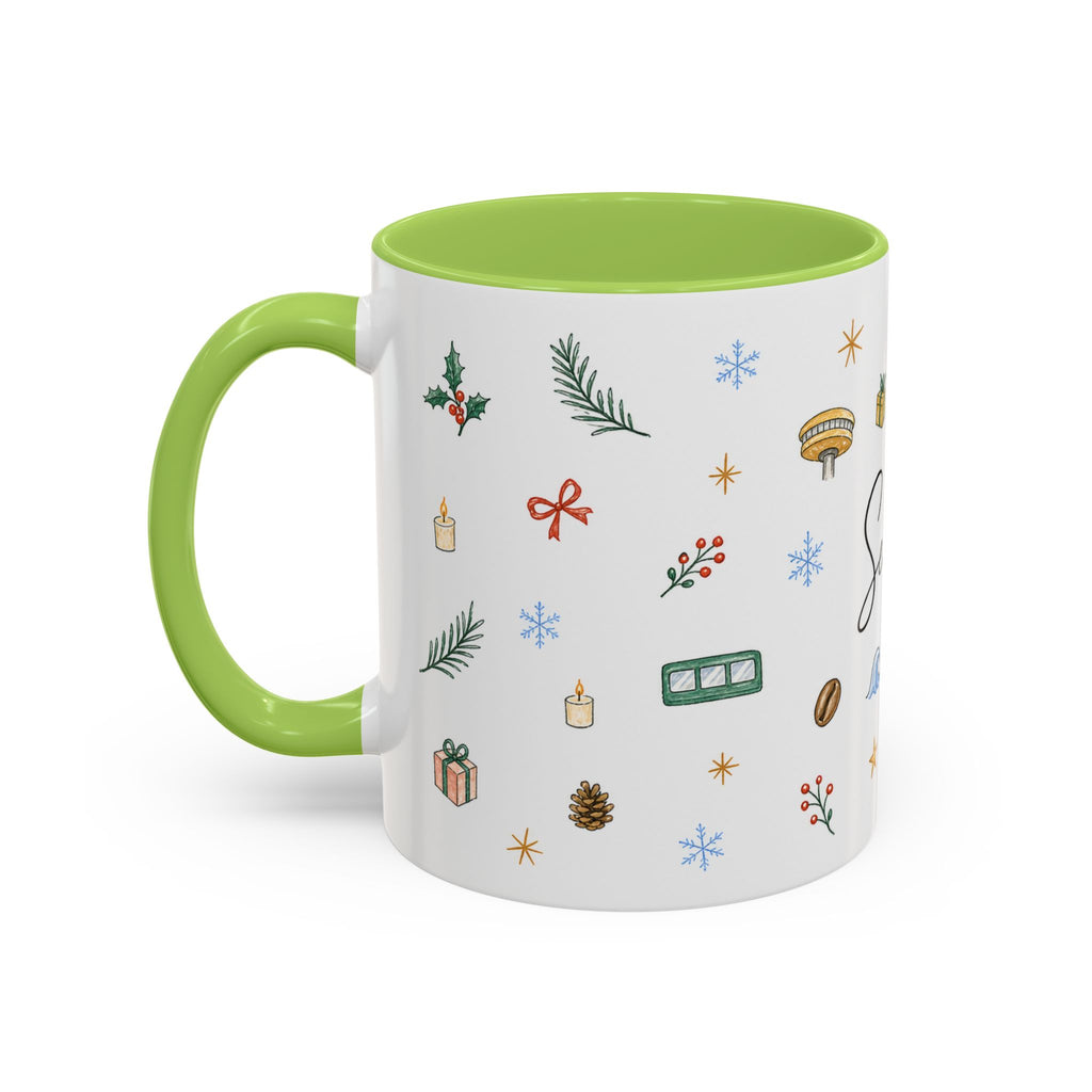 Seattle Christmas Mug | Watercolor Travel Souvenir | Holiday Gift | Accent Ceramic Coffee Cup 11oz 15oz