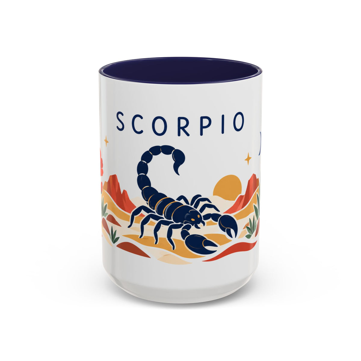 Scorpio Zodiac Coffee Mug | Scorpion and Desert Design | Astrology Birthday Gift | 11 oz 15 oz Ceramic Accent Mug
