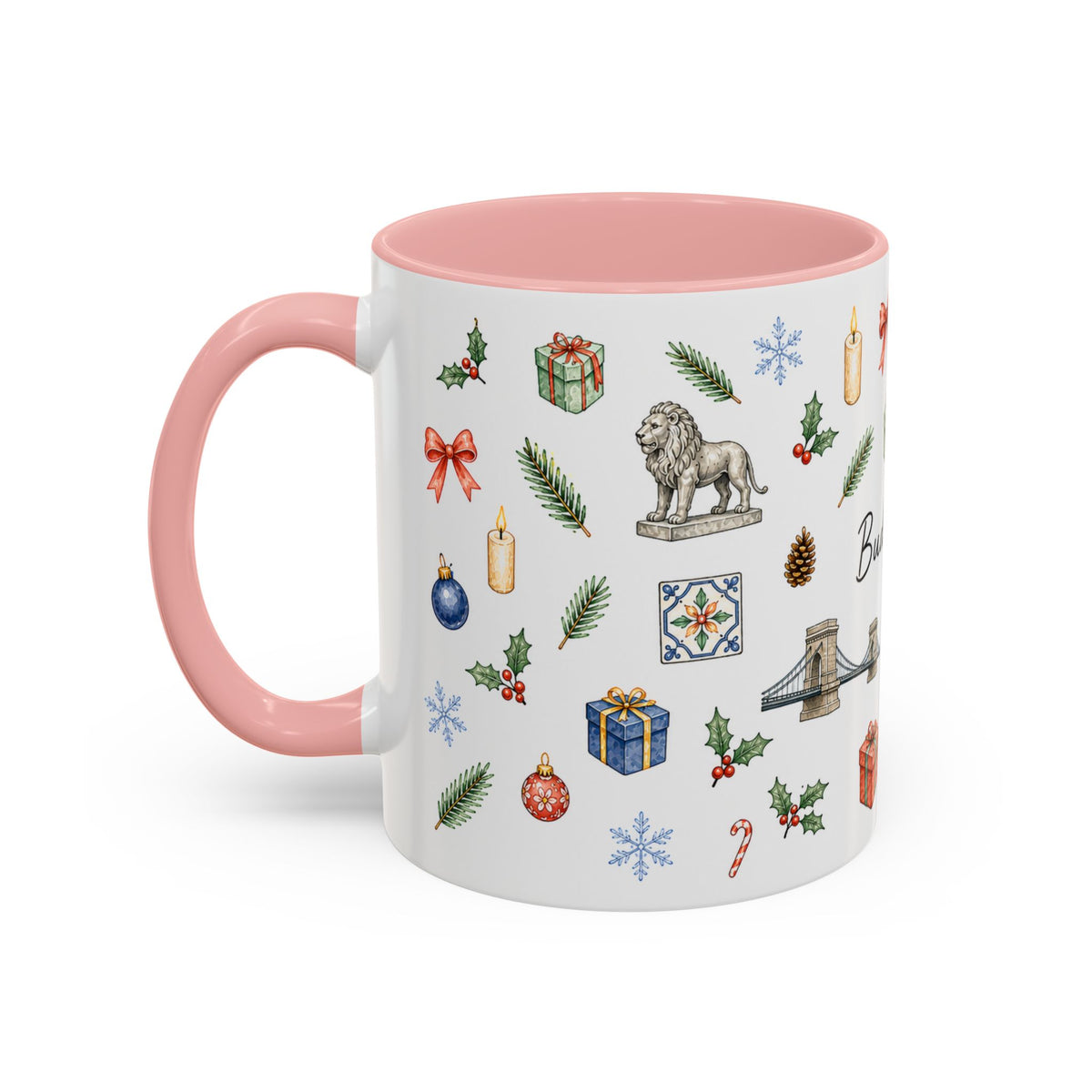 Budapest Christmas Mug | Watercolor City Souvenir | Ceramic Coffee Cup (11oz 15oz)
