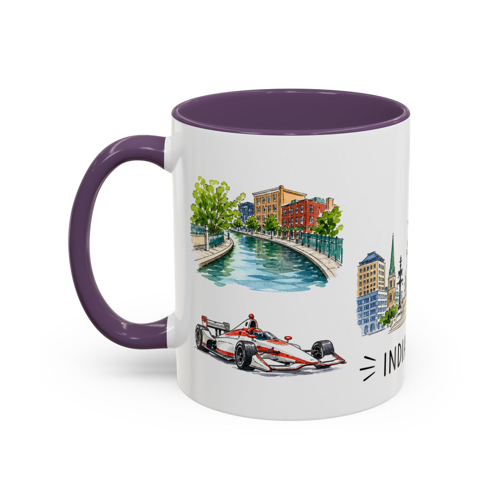 Indianapolis Illustrated Travel Mug | City Souvenir Accent Coffee Mug | 11oz 15oz Ceramic Cup