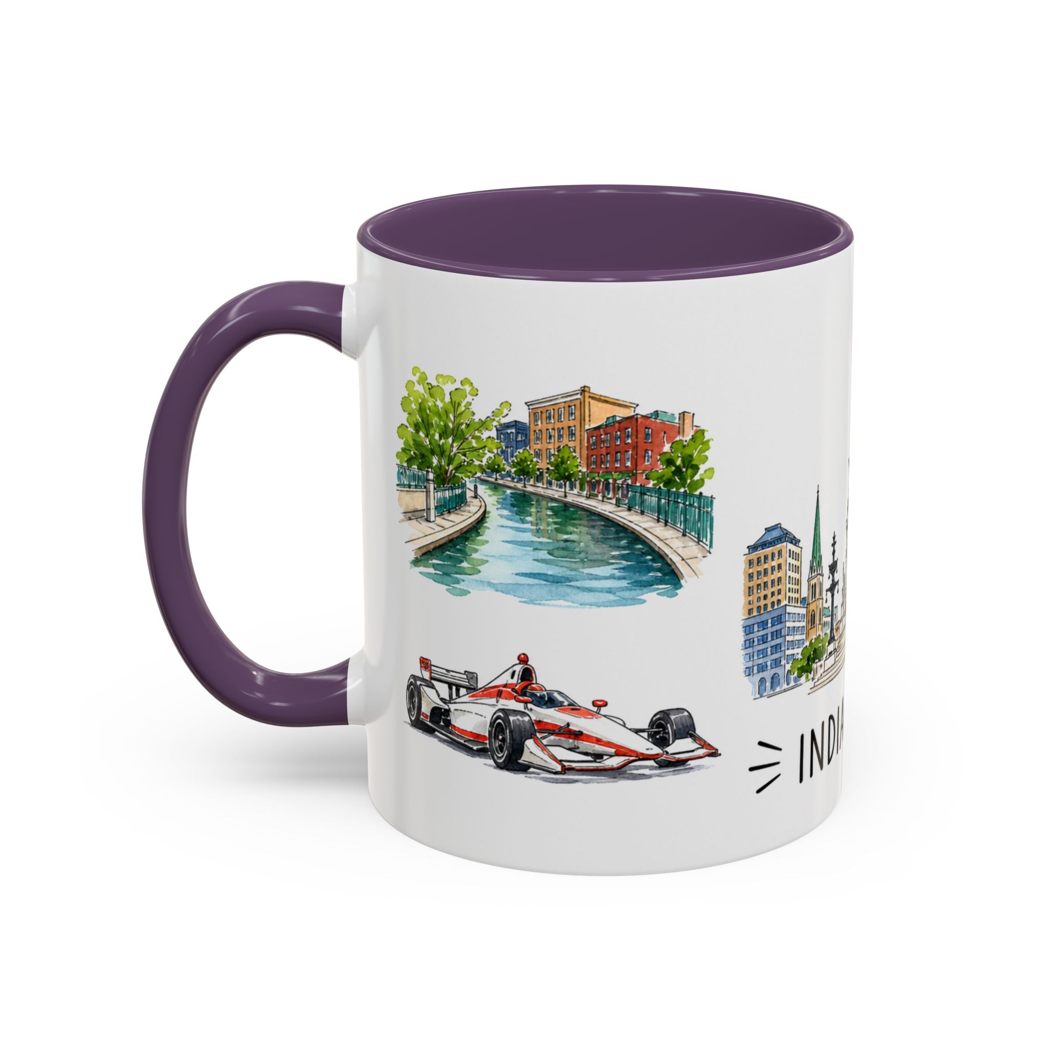 Indianapolis Illustrated Travel Mug | City Souvenir Accent Coffee Mug | 11oz 15oz Ceramic Cup