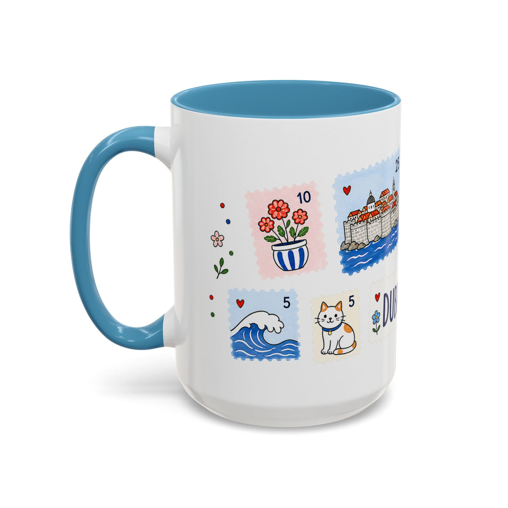 Dubrovnik Coffee Mug | Postage Stamp Collage Mug | Travel Souvenir Accent Cup 11oz 15oz