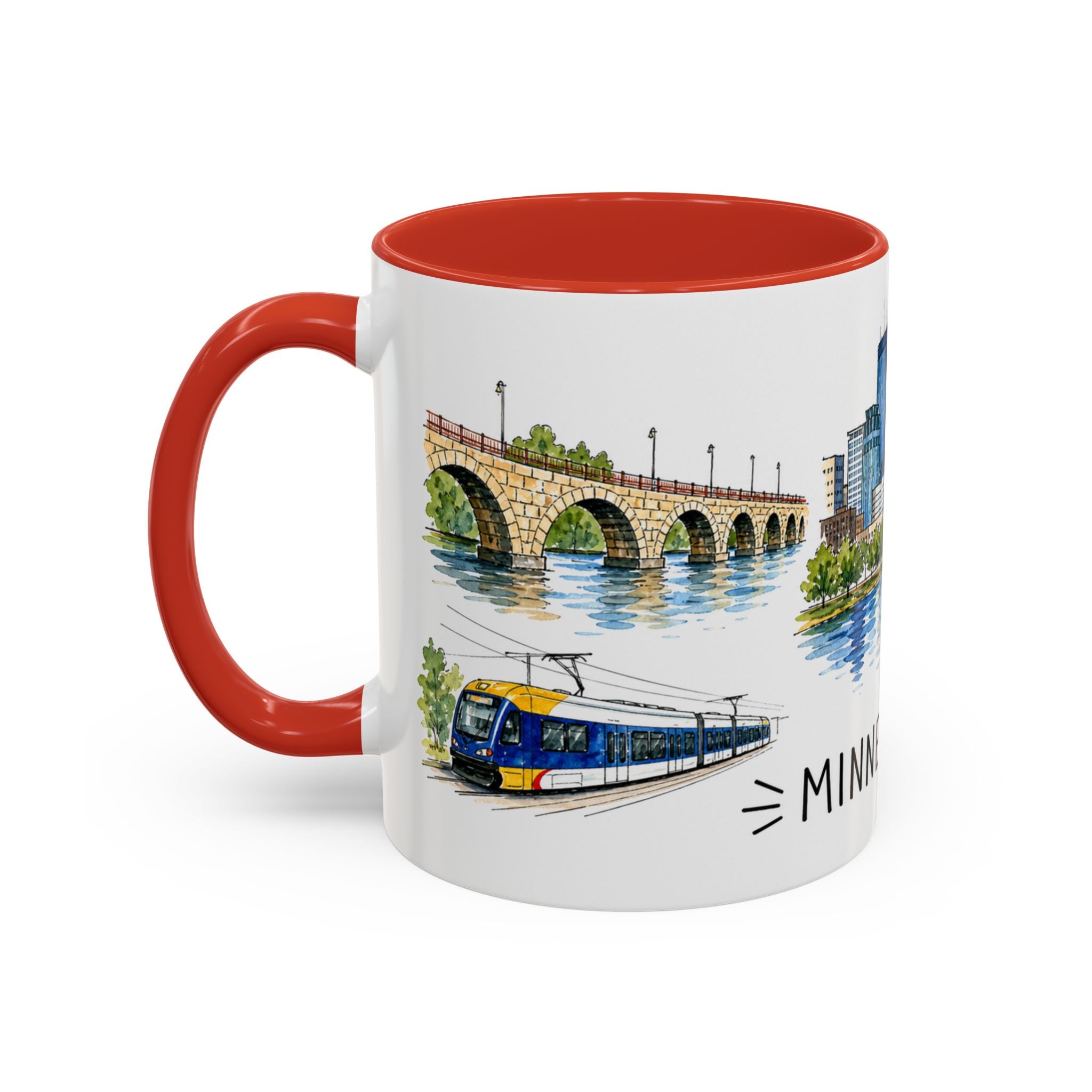 Minneapolis Illustrated Travel Mug | City Souvenir Accent Coffee Mug | 11oz 15oz Ceramic Cup