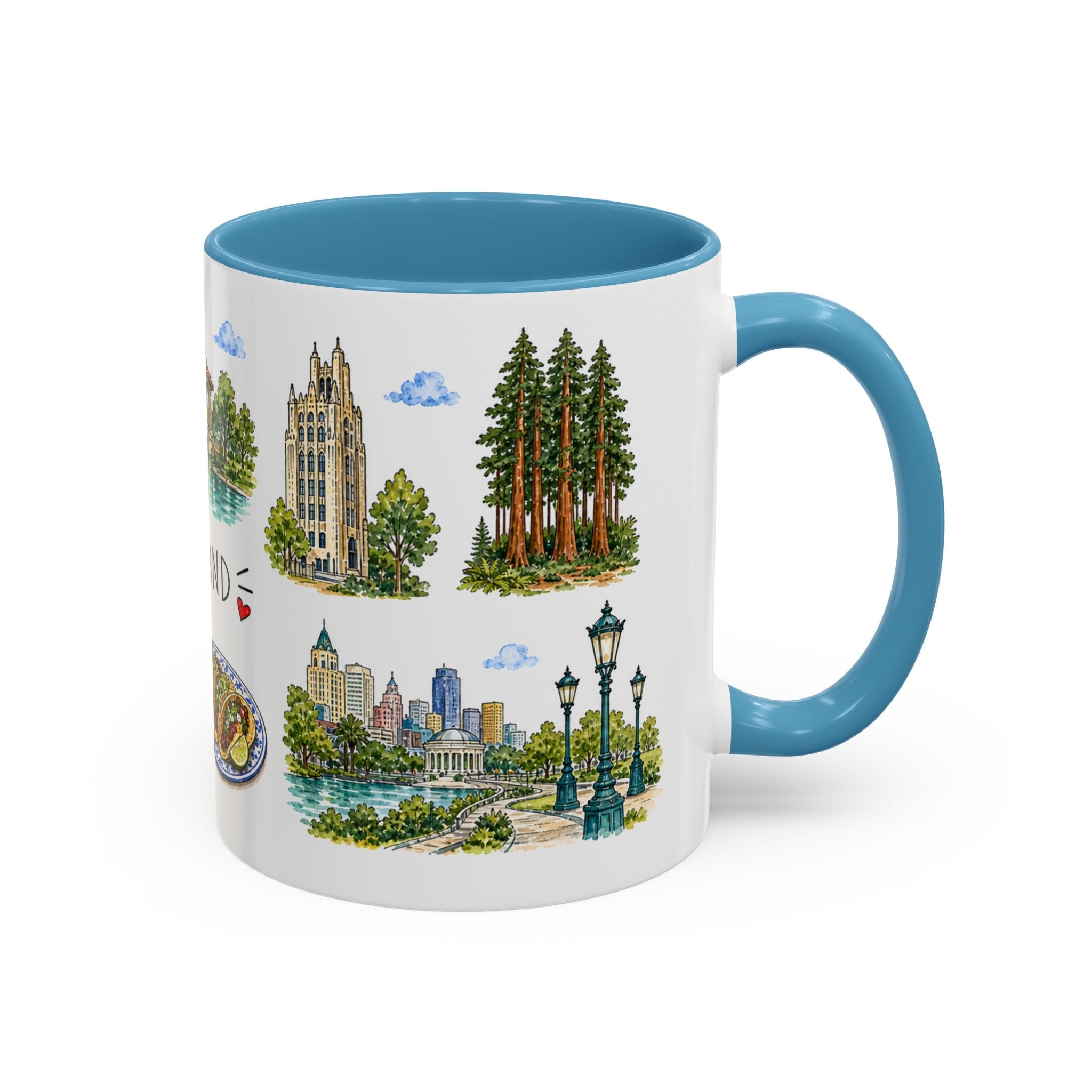 Oakland Illustrated Travel Mug | City Souvenir Accent Coffee Mug | 11oz 15oz Ceramic Cup