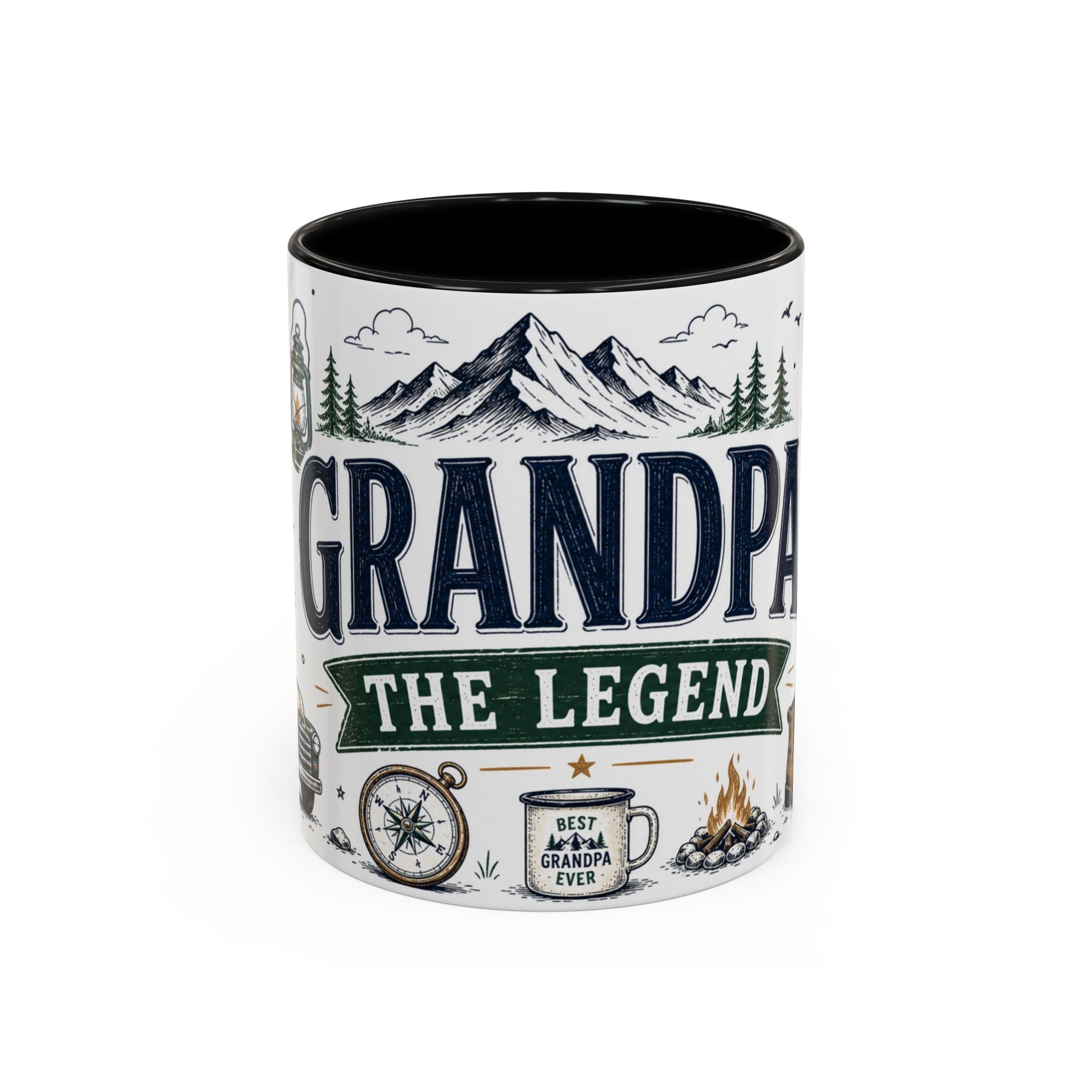 Grandpa The Legend Coffee Mug | Gift From Grandkids | Accent Color Ceramic 11oz 15oz