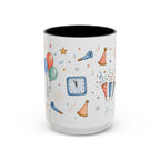 New Year Party Mug | Balloon Popper Watercolor Celebration Gift | Accent Cup 11oz 15oz