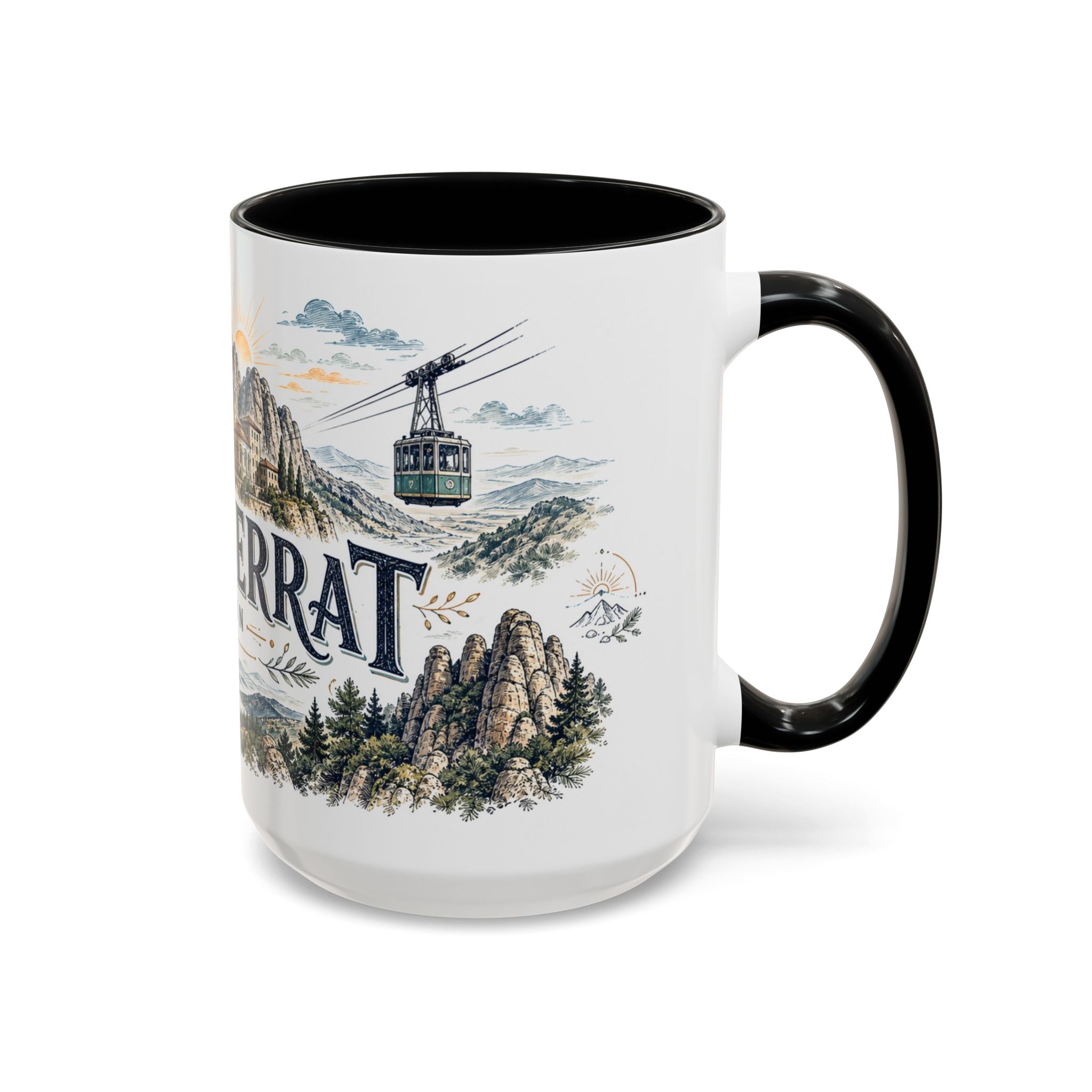 Montserrat Mug, Spain Travel Souvenir, Bucket List Gift, Accent Ceramic Coffee Mug 11oz 15oz