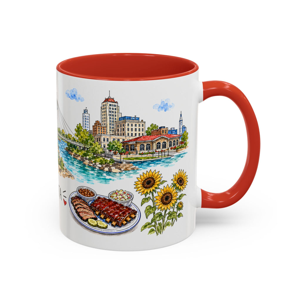 Wichita Illustrated Travel Mug | City Souvenir Accent Coffee Mug | 11oz 15oz Ceramic Cup