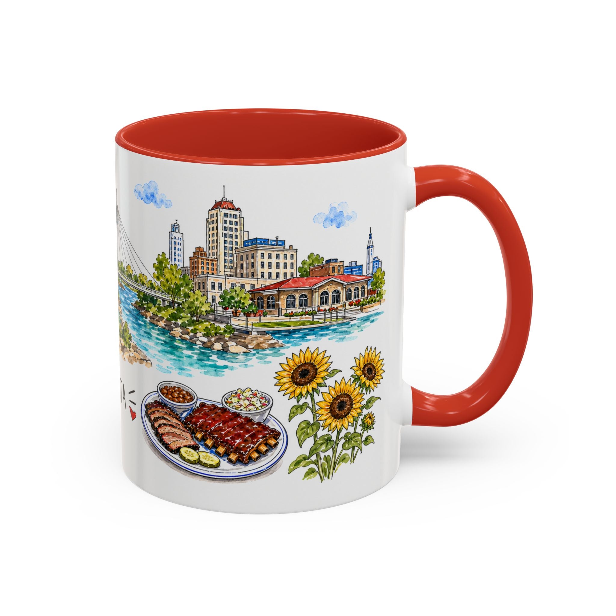 Wichita Illustrated Travel Mug | City Souvenir Accent Coffee Mug | 11oz 15oz Ceramic Cup