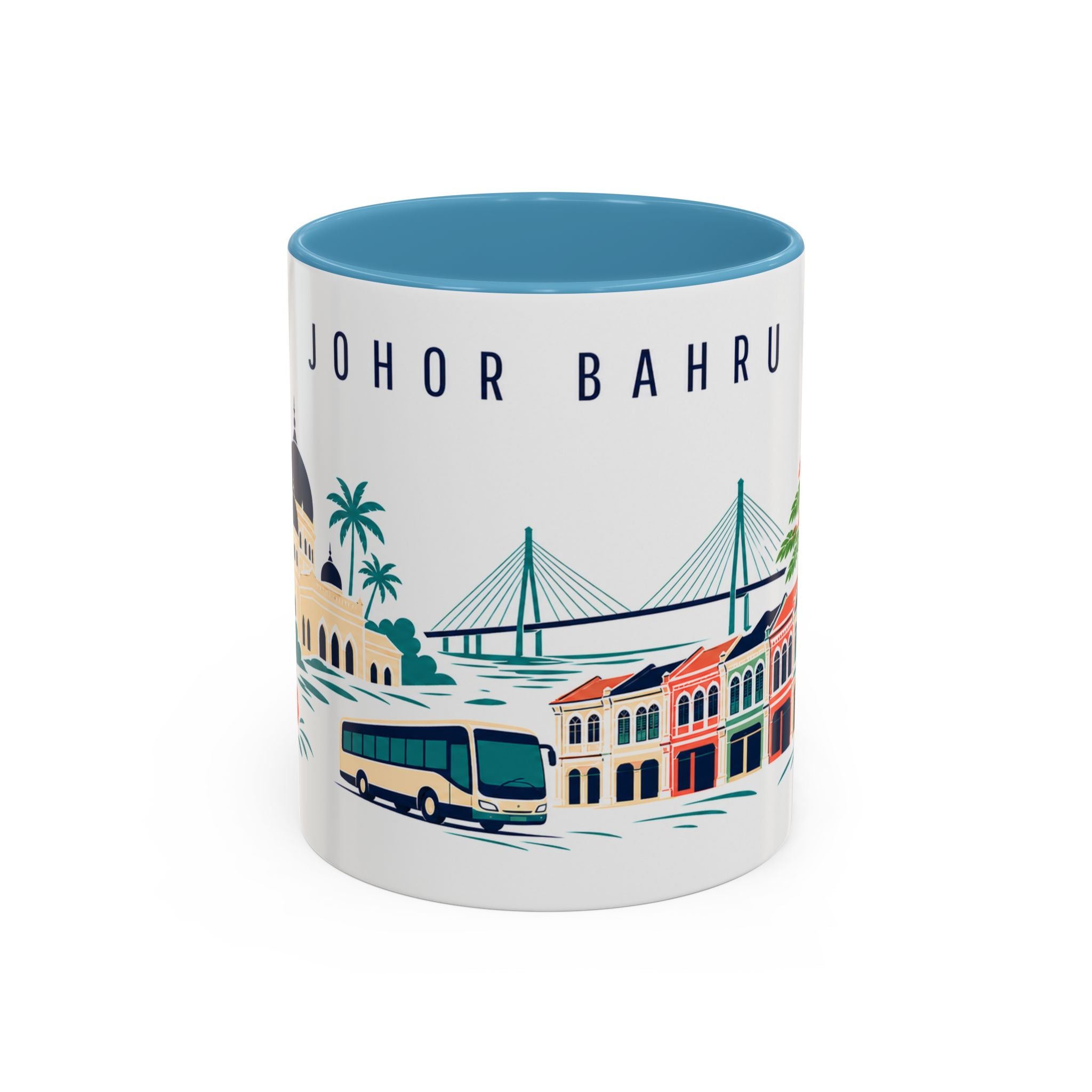 Johor Bahru Coffee Mug | Malaysia Travel Souvenir | Porcelain Decal City Gift | 11oz 15oz Accent Mug