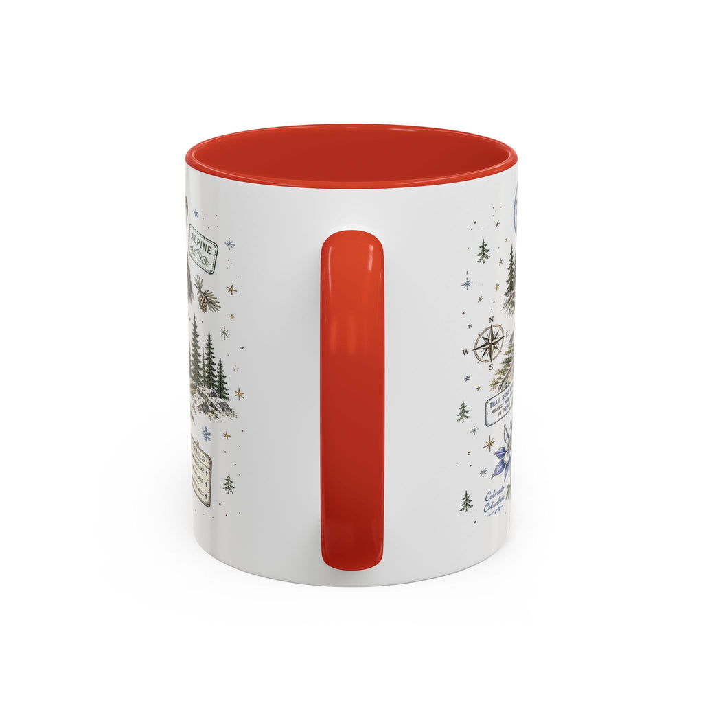 Rocky Mountain Coffee Mug | National Park Hiking Camping Gift | Accent Color Ceramic 11oz 15oz