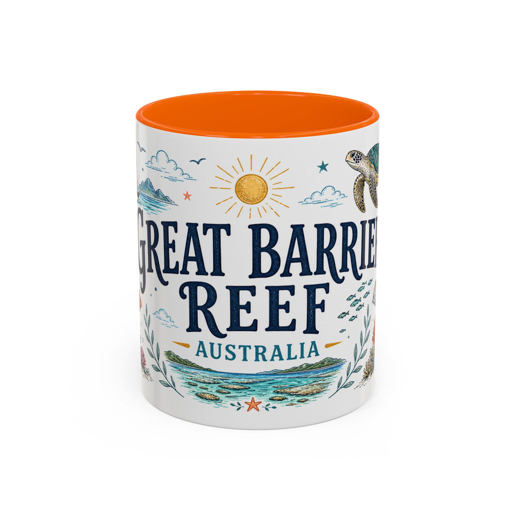 Great Barrier Reef Coffee Mug | Travel Destination Souvenir Gift | Accent Color Ceramic 11oz 15oz