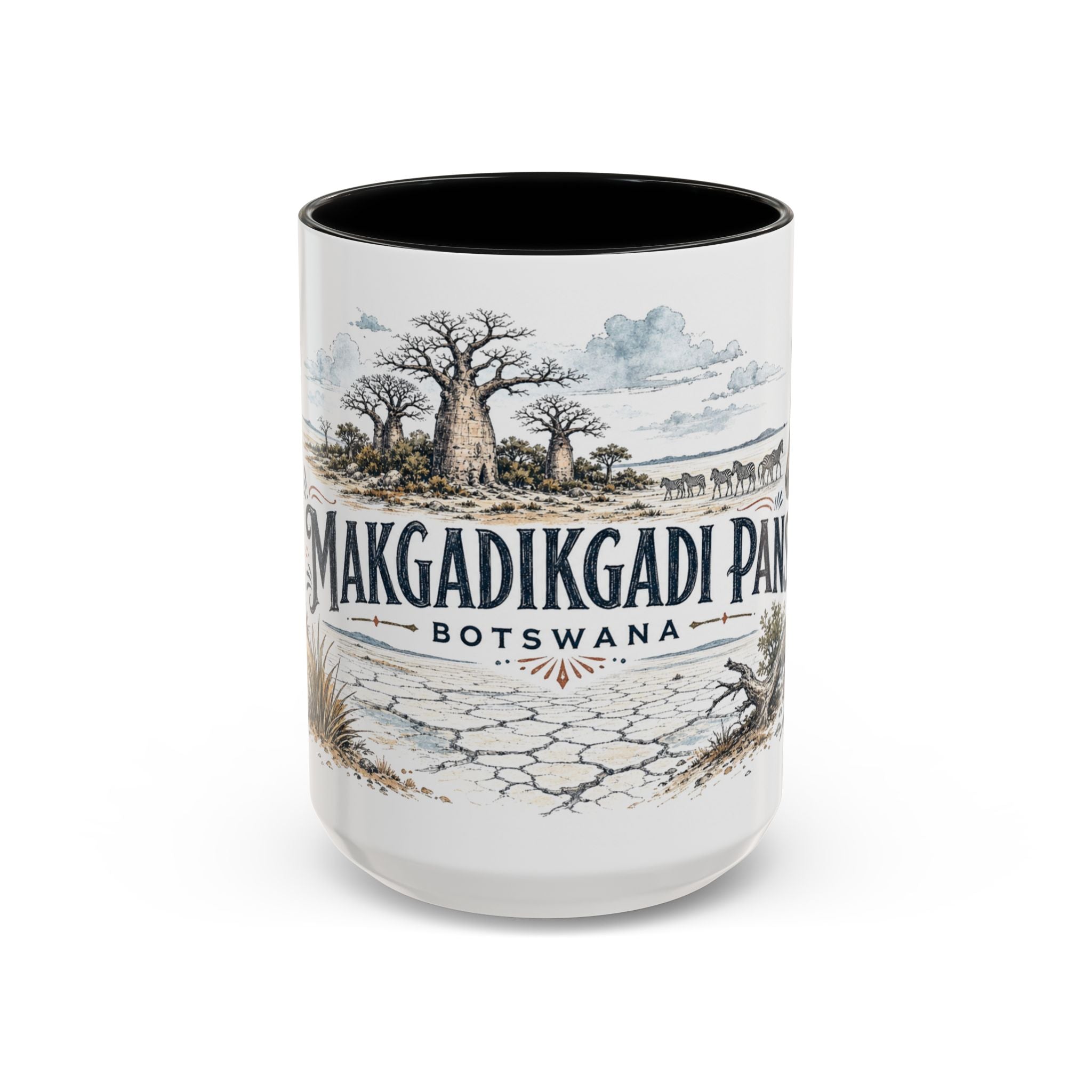 Makgadikgadi Pans Mug, Botswana Travel Souvenir, Bucket List Gift, Accent Ceramic Coffee Mug 11oz 15oz