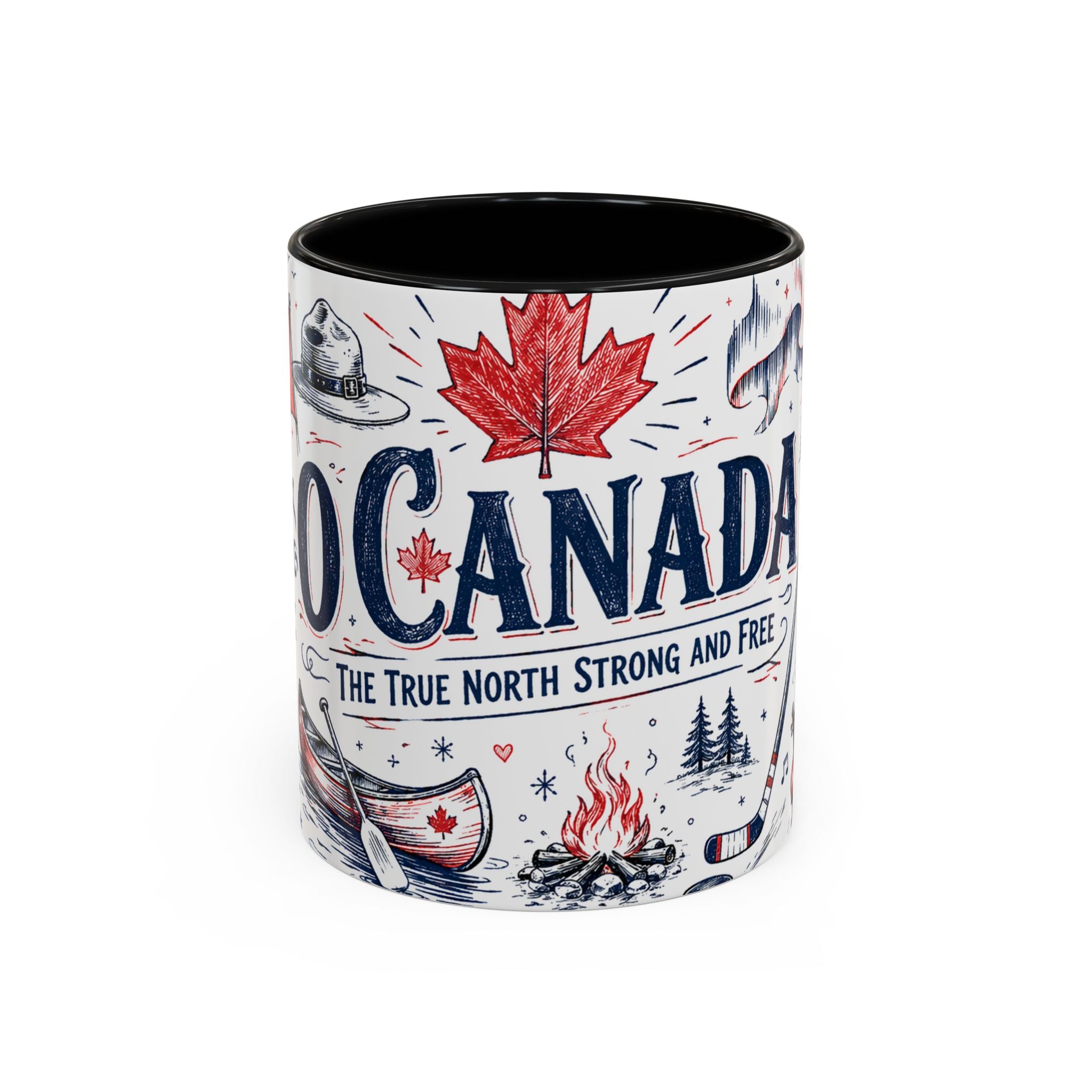 O Canada True North Coffee Mug | Canadian Pride Gift | Accent Color Ceramic 11oz 15oz