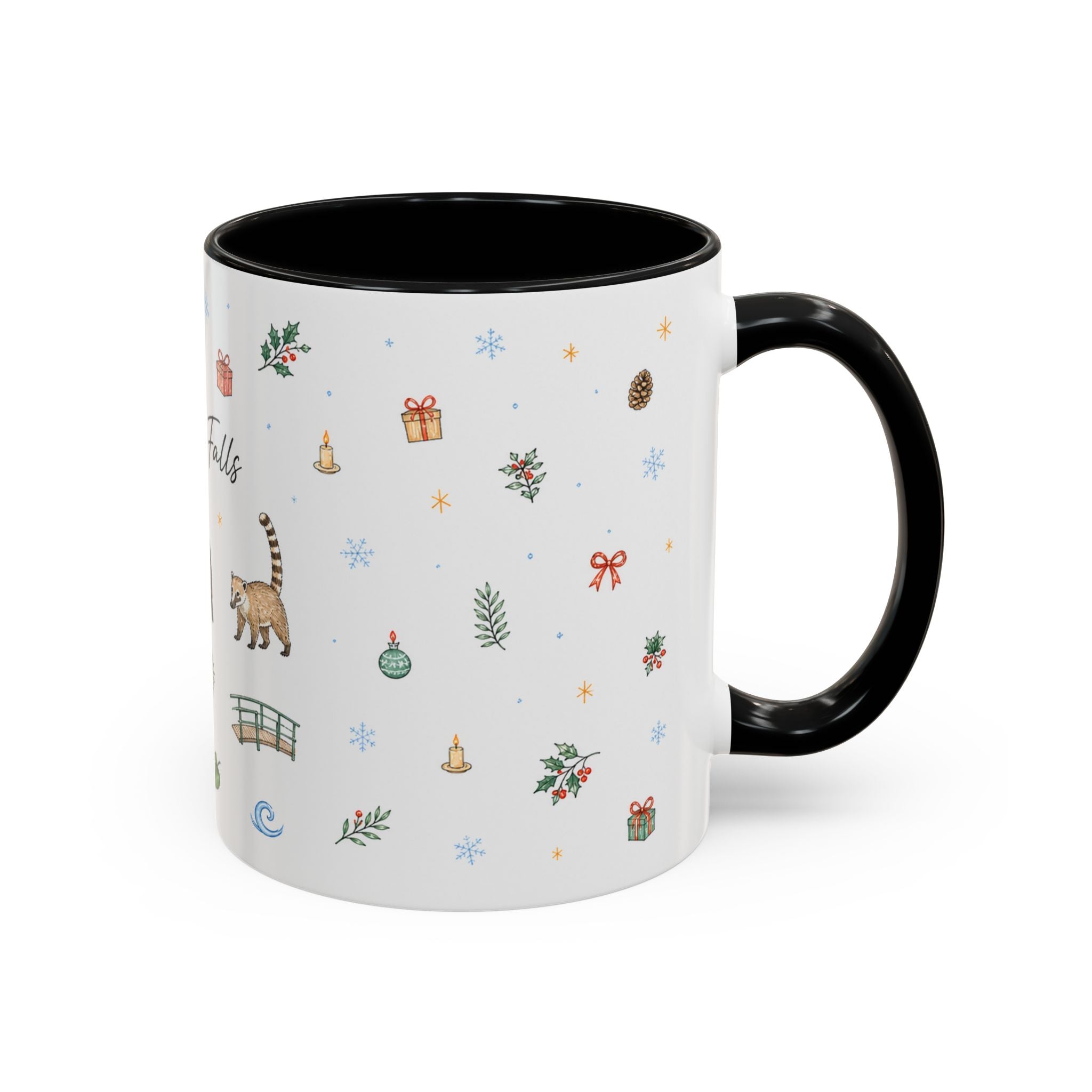 Iguazu Falls Christmas Mug | Watercolor Travel Souvenir | Holiday Gift | Accent Ceramic Coffee Cup 11oz 15oz