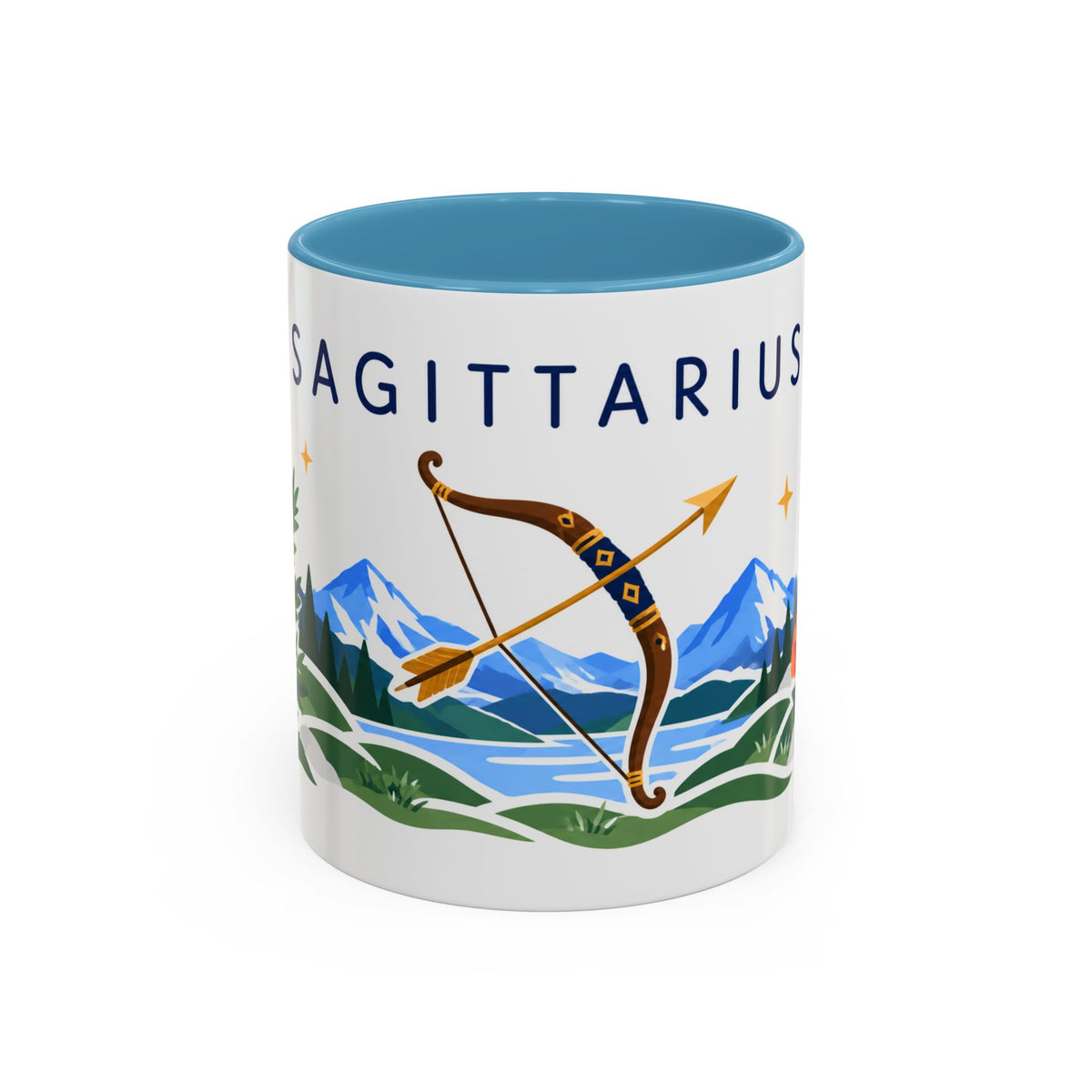 Sagittarius Zodiac Coffee Mug | Bow and Arrow Design | Astrology Birthday Gift | 11 oz 15 oz Ceramic Accent Mug