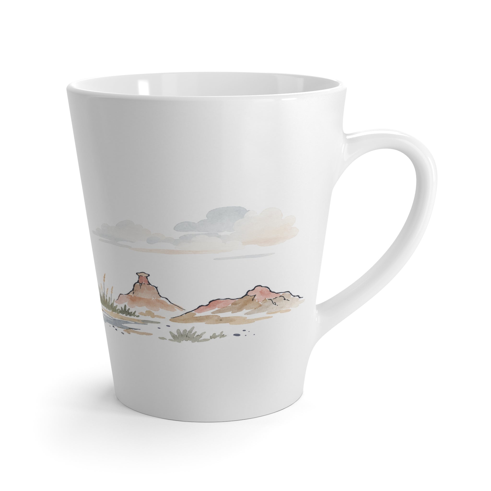 Badlands National Park Latte Mug | Pastel Watercolor Nature Coffee Cup | 12 oz Travel Souvenir Gift