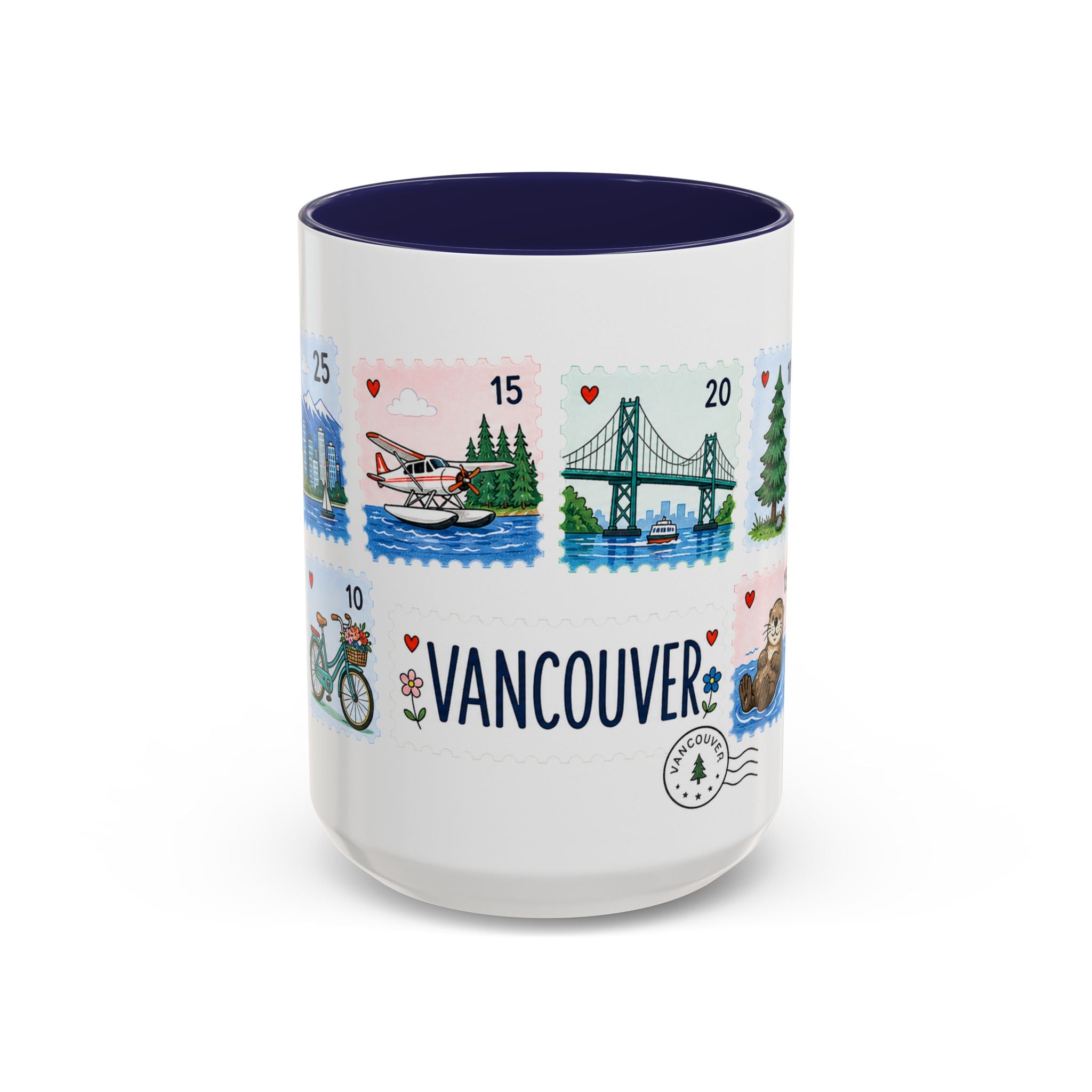 Vancouver Coffee Mug | Postage Stamp Collage Mug | Travel Souvenir Accent Cup 11oz 15oz