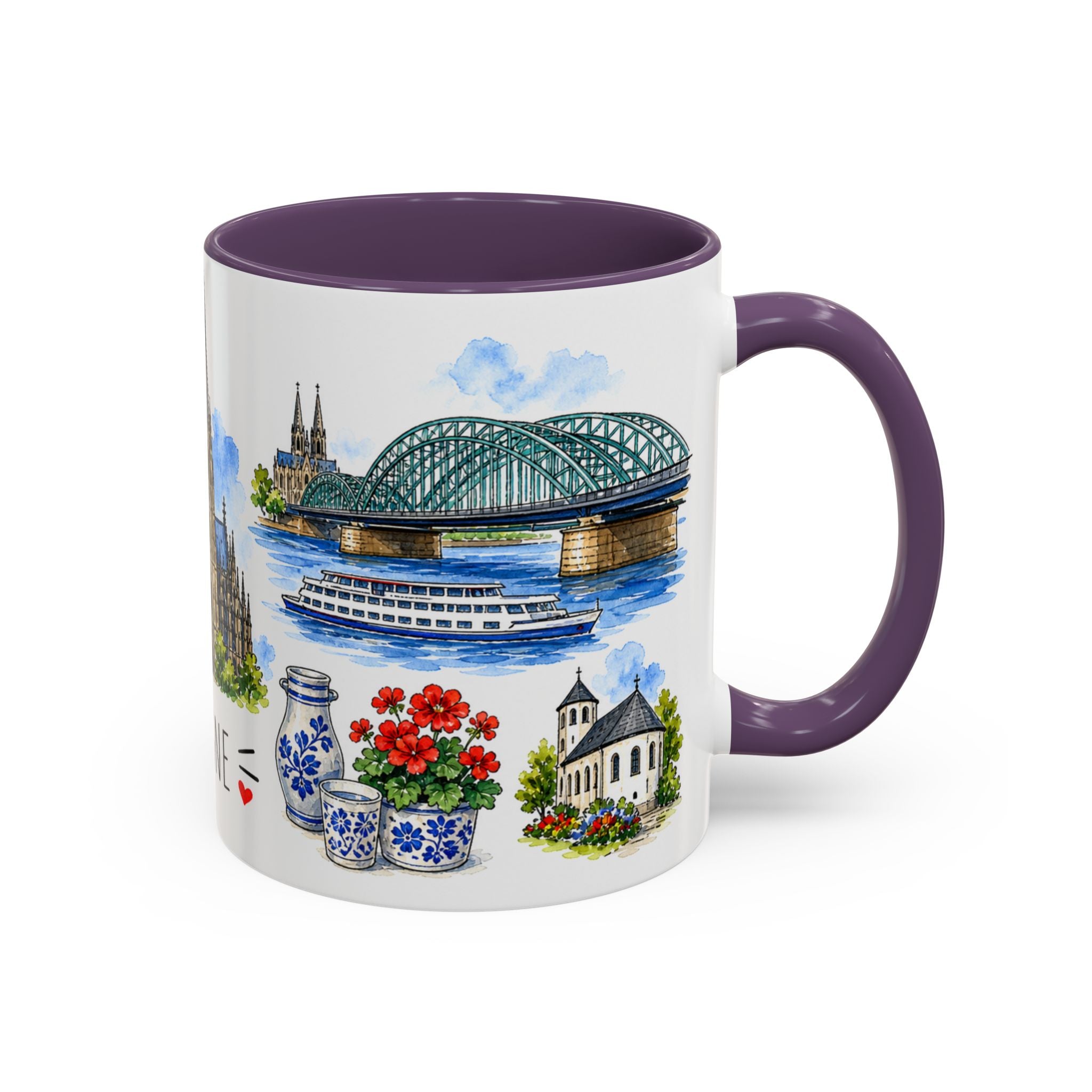 Cologne Illustrated Travel Mug | City Souvenir Accent Coffee Mug | 11oz 15oz Ceramic Cup