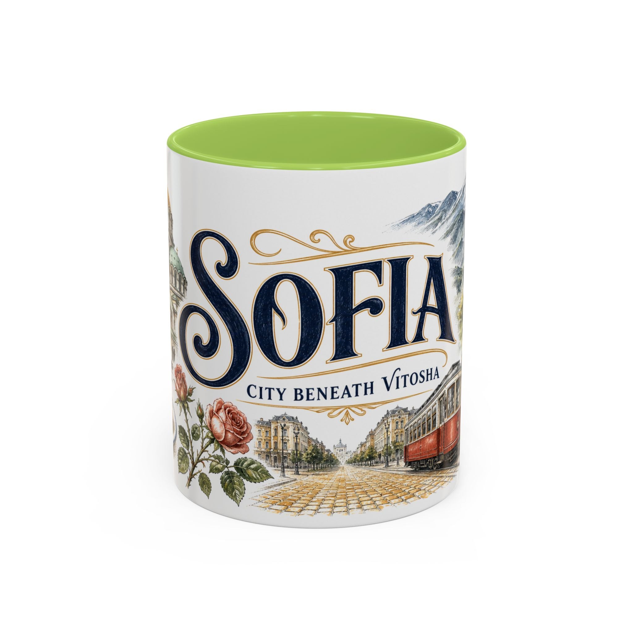 Sofia Coffee Mug | Bulgaria Travel Souvenir | Vintage Illustrated City Gift | 11 oz 15 oz Accent Mug