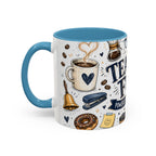 Teacher Fuel Coffee Mug | Powered by Coffee and Wine Funny Gift | Accent Color Ceramic 11oz 15oz