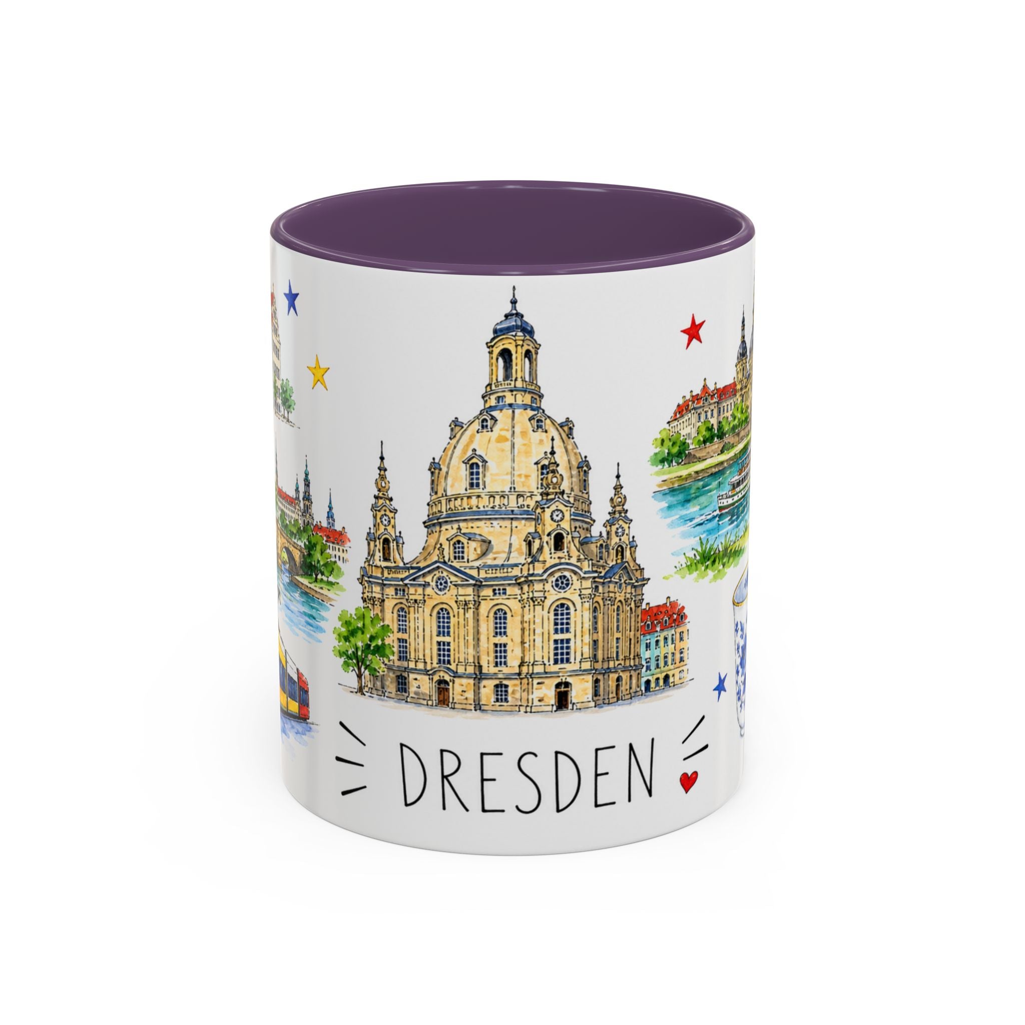 Dresden Illustrated Travel Mug | City Souvenir Accent Coffee Mug | 11oz 15oz Ceramic Cup