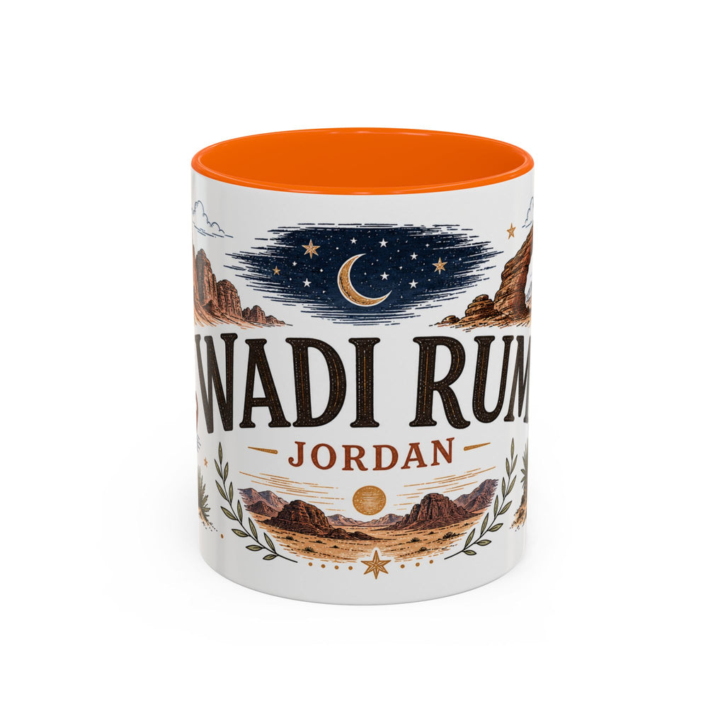 Wadi Rum Coffee Mug | Travel Destination Souvenir Gift | Accent Color Ceramic 11oz 15oz