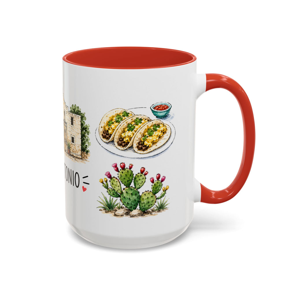 San Antonio Illustrated Travel Mug | City Souvenir Accent Coffee Mug | 11oz 15oz Ceramic Cup