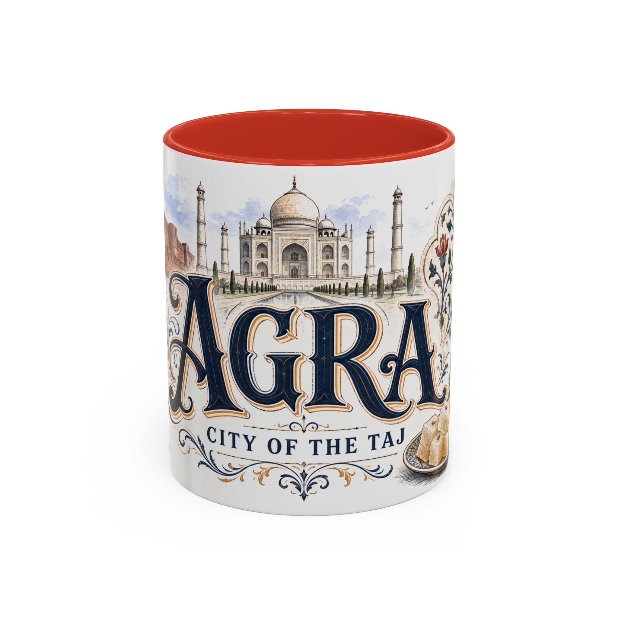 Agra Coffee Mug | India Travel Souvenir | Vintage Illustrated City Gift | 11 oz 15 oz Accent Mug