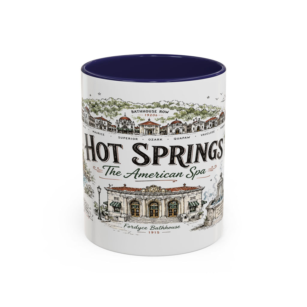 Hot Springs National Park Coffee Mug | Arkansas Thermal Spring Spa Gift | Accent Color Ceramic 11oz 15oz