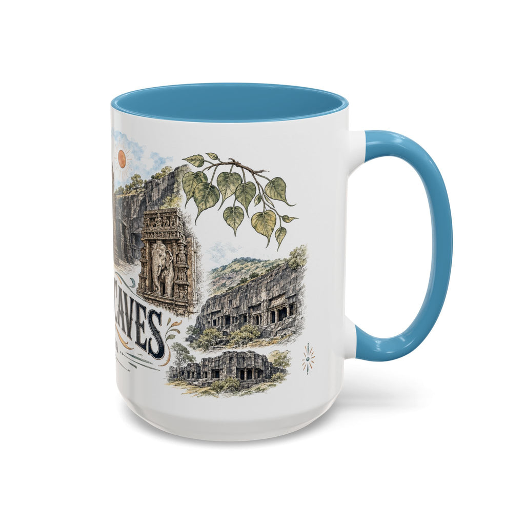Ellora Caves Mug, India Travel Souvenir, Bucket List Gift, Accent Ceramic Coffee Mug 11oz 15oz