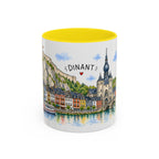 Dinant Illustrated Travel Mug | Belgium Souvenir Accent Coffee Mug | 11oz 15oz Ceramic Cup