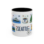 Seattle Coffee Mug | Postage Stamp Collage Mug | Travel Souvenir Accent Cup 11oz 15oz