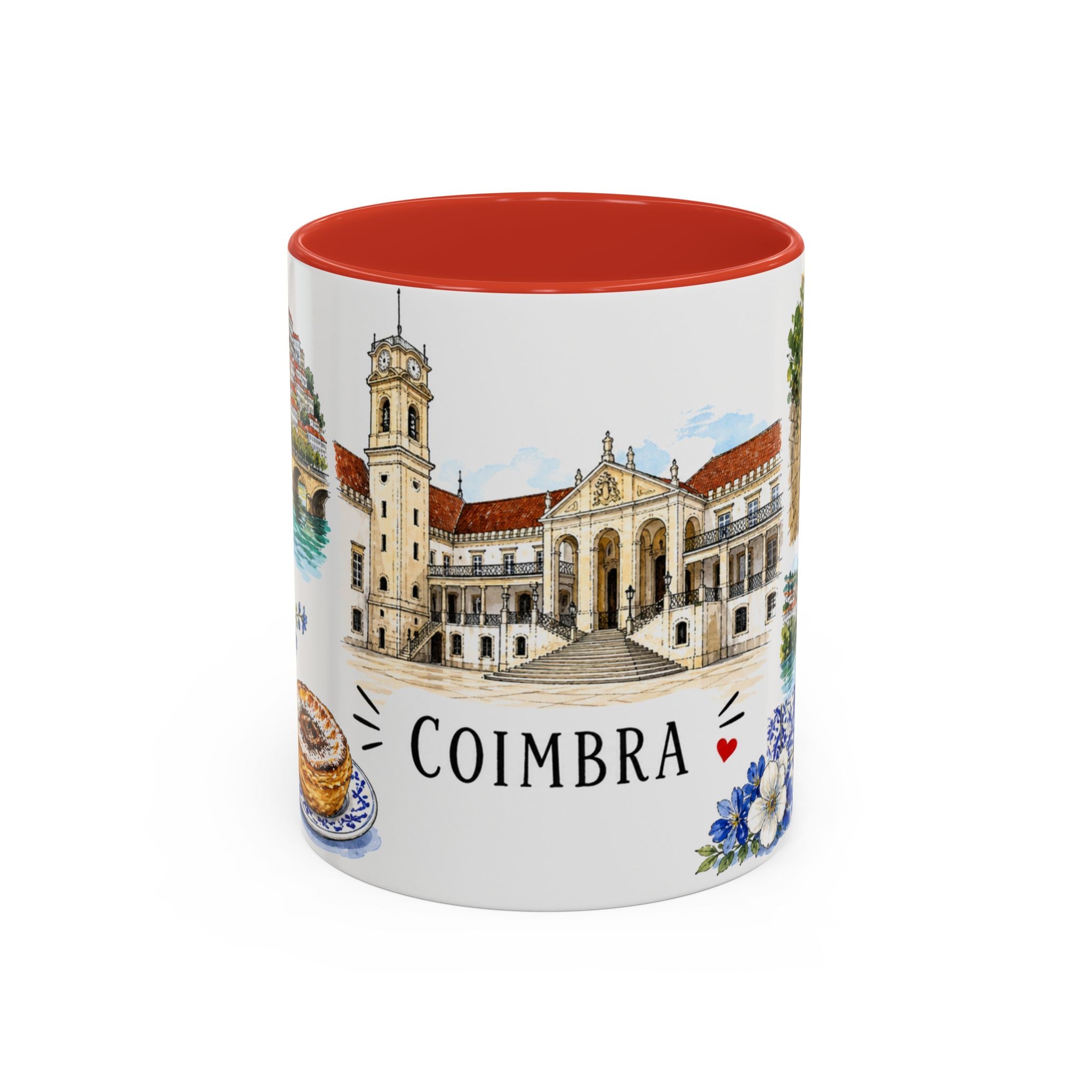 Coimbra Illustrated Travel Mug | City Souvenir Accent Coffee Mug | 11oz 15oz Ceramic Cup