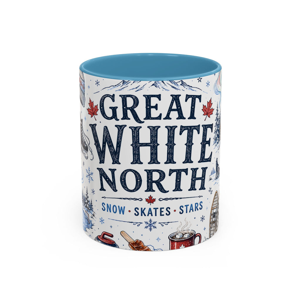 Great White North Coffee Mug | Canadian Pride Gift | Accent Color Ceramic 11oz 15oz