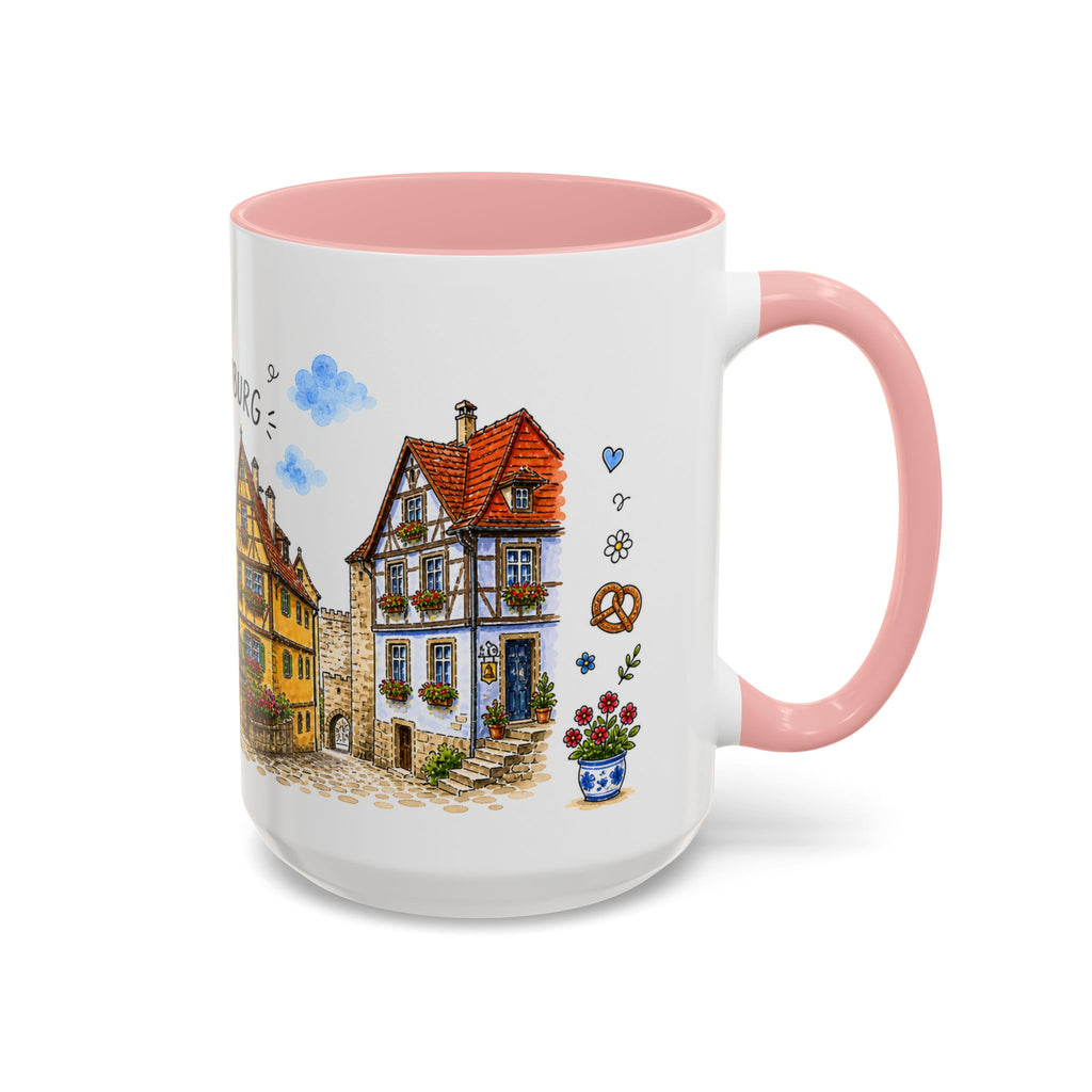 Rothenburg Illustrated Travel Mug | Germany Souvenir Accent Coffee Mug | 11oz 15oz Ceramic Cup