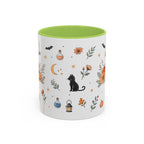 Black Cat Halloween Mug | Pumpkin Moon Watercolor Gift | Spooky Accent Cup 11oz 15oz
