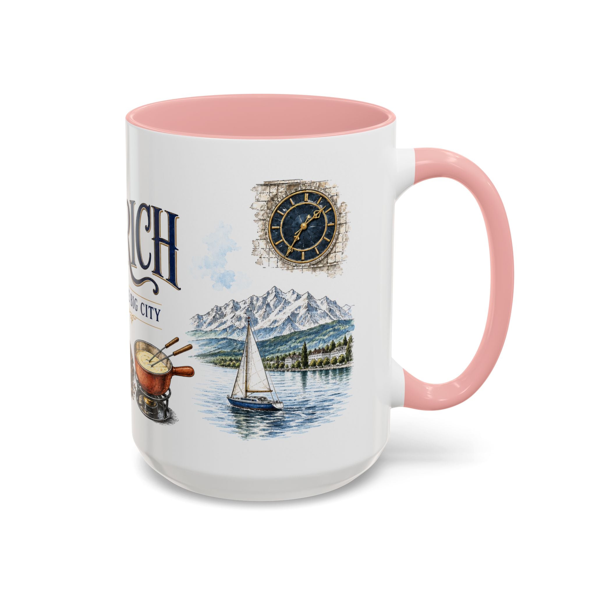 Zurich Coffee Mug | Switzerland Travel Souvenir | Vintage Illustrated City Gift | 11 oz 15 oz Accent Mug