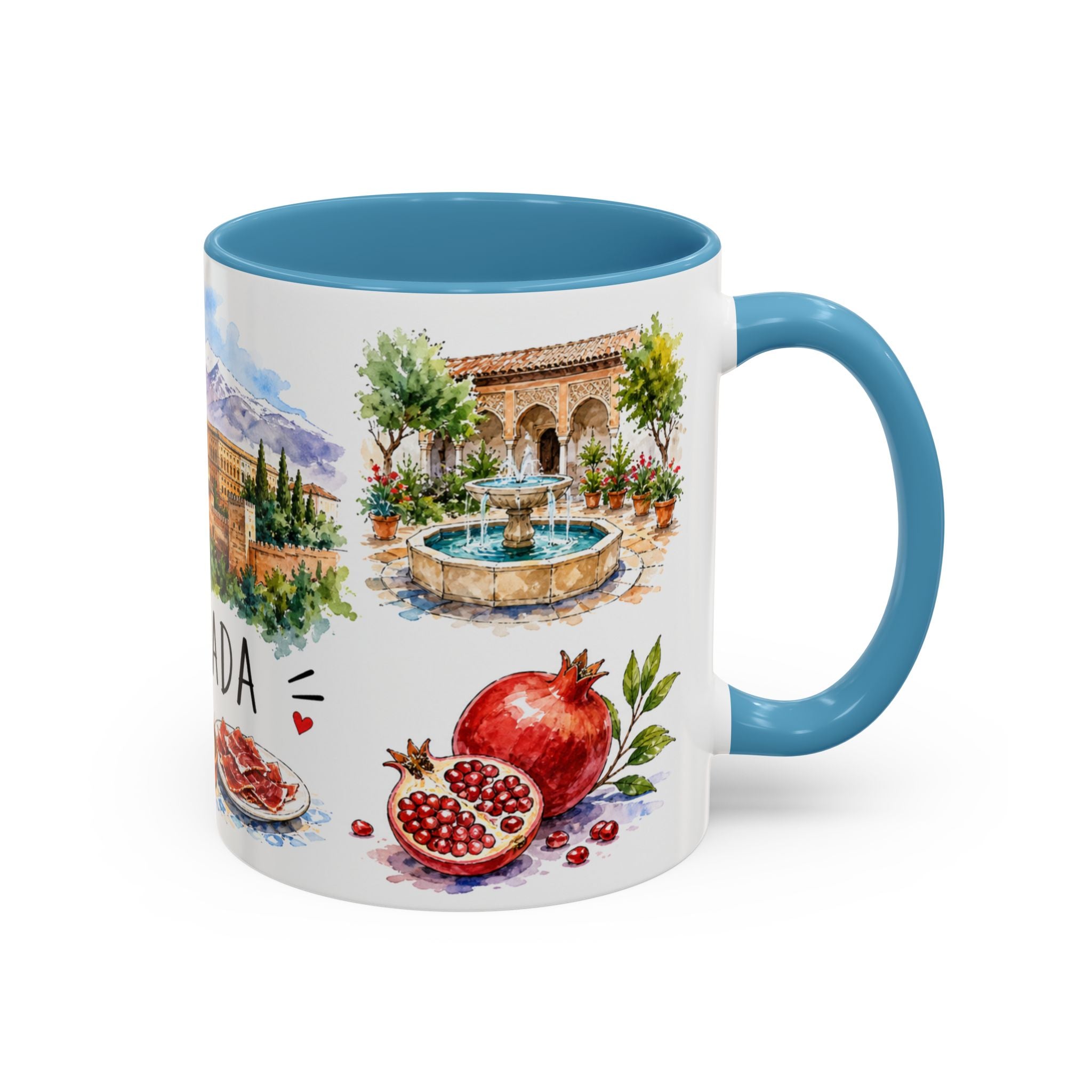 Granada Illustrated Travel Mug | City Souvenir Accent Coffee Mug | 11oz 15oz Ceramic Cup