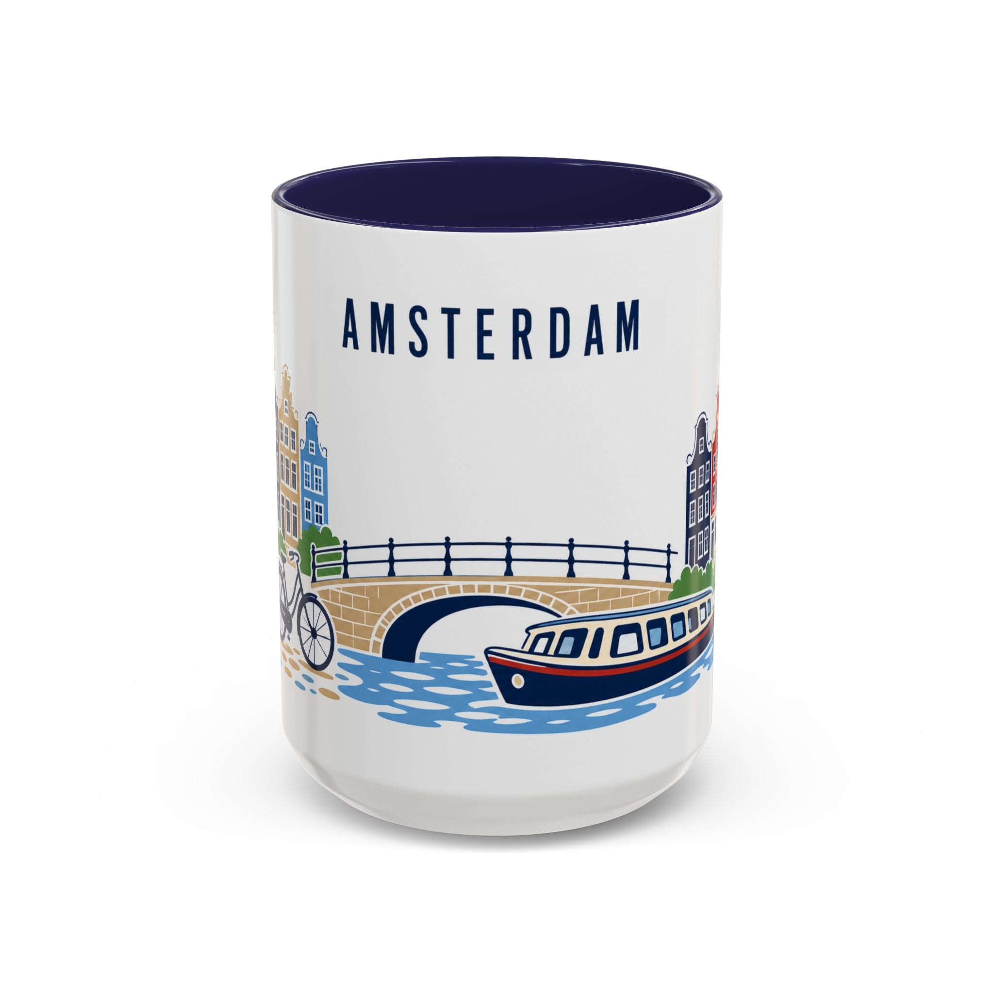Amsterdam Coffee Mug | Netherlands Travel Souvenir | Porcelain Decal City Gift | 11oz 15oz Accent Mug