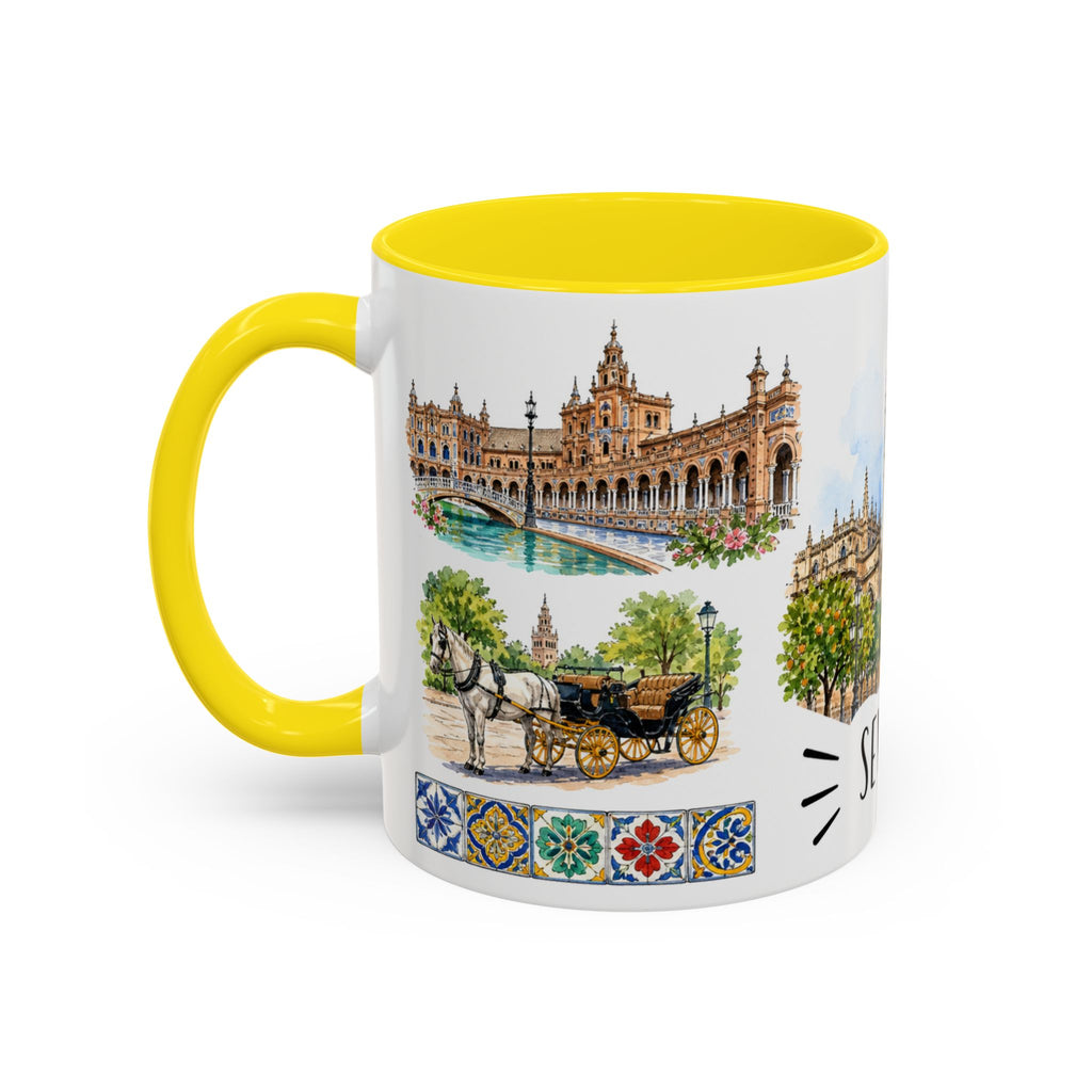 Seville Illustrated Travel Mug | City Souvenir Accent Coffee Mug | 11oz 15oz Ceramic Cup