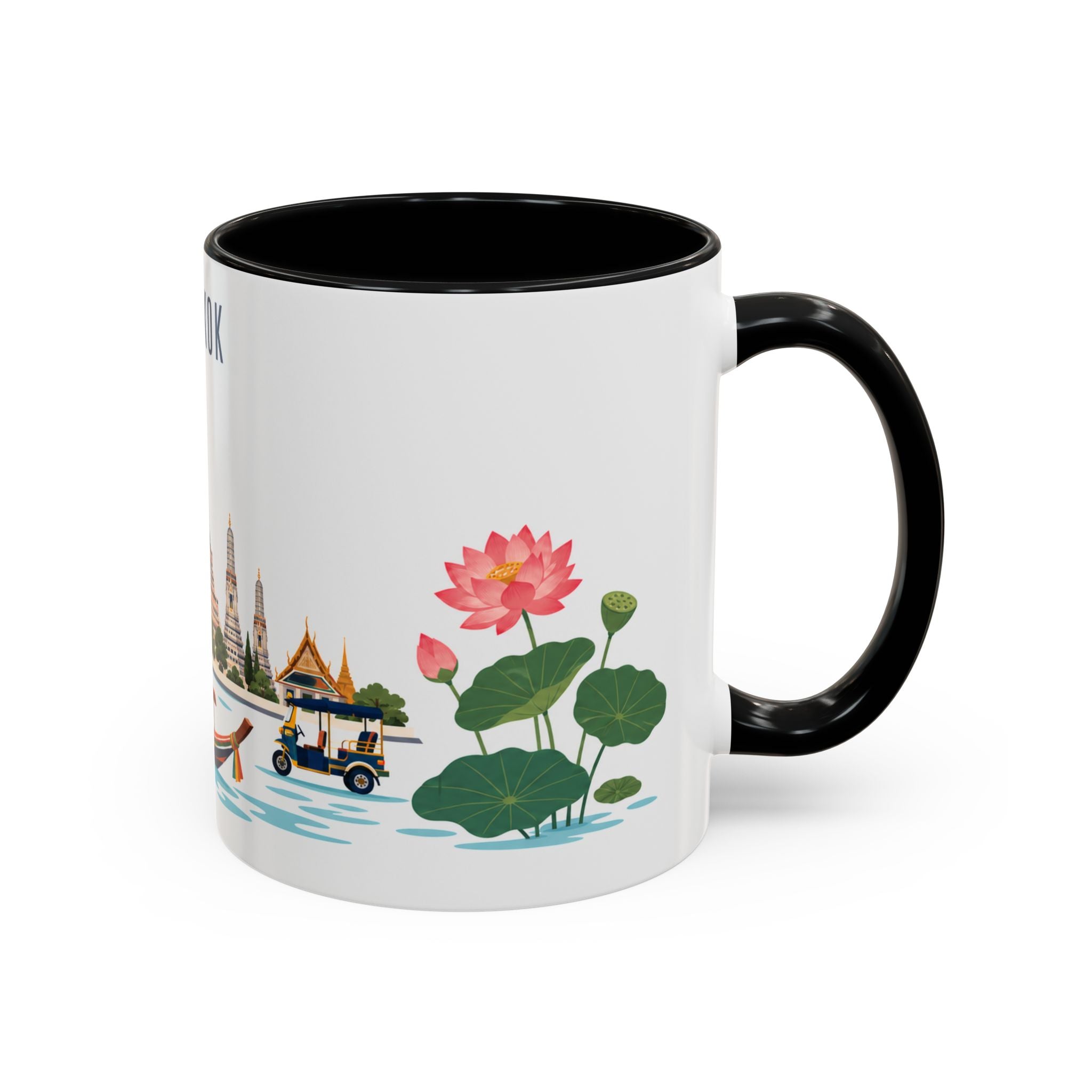 Bangkok Coffee Mug | Thailand Travel Souvenir | Porcelain Decal City Gift | 11oz 15oz Accent Mug