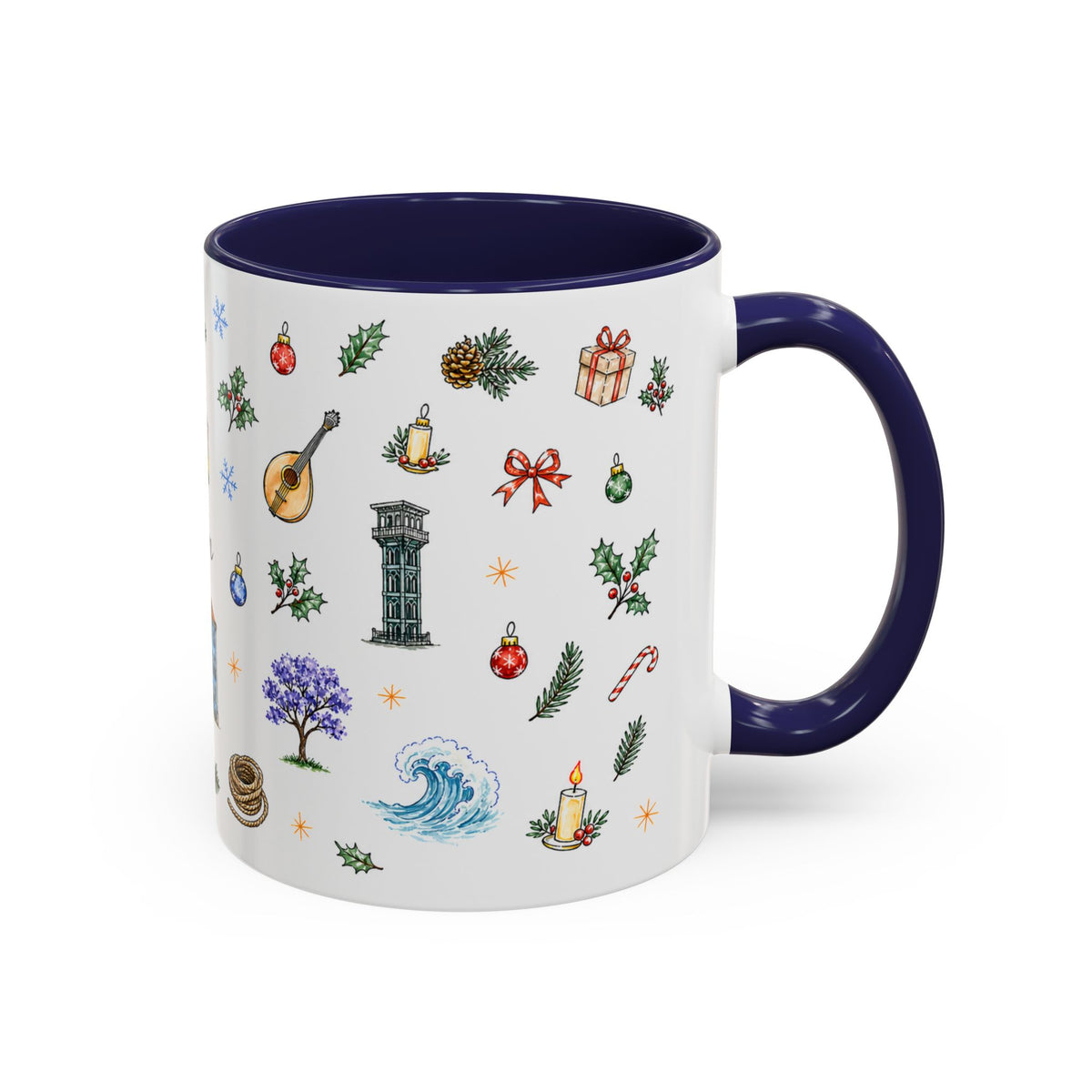 Lisbon Christmas Mug | Watercolor City Souvenir | Ceramic Coffee Cup 11oz 15oz