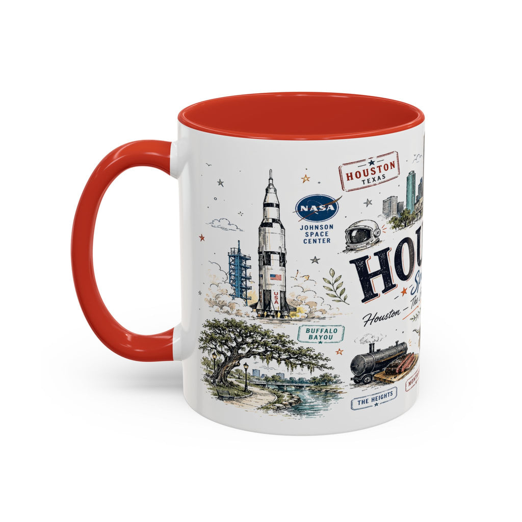 Houston Coffee Mug | Texas Souvenir City Gift | Accent Color Ceramic 11oz 15oz
