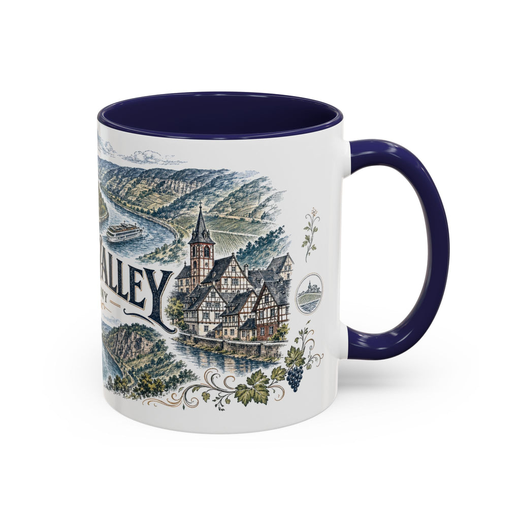 Rhine Valley Mug, Germany Travel Souvenir, Bucket List Gift, Accent Ceramic Coffee Mug 11oz 15oz